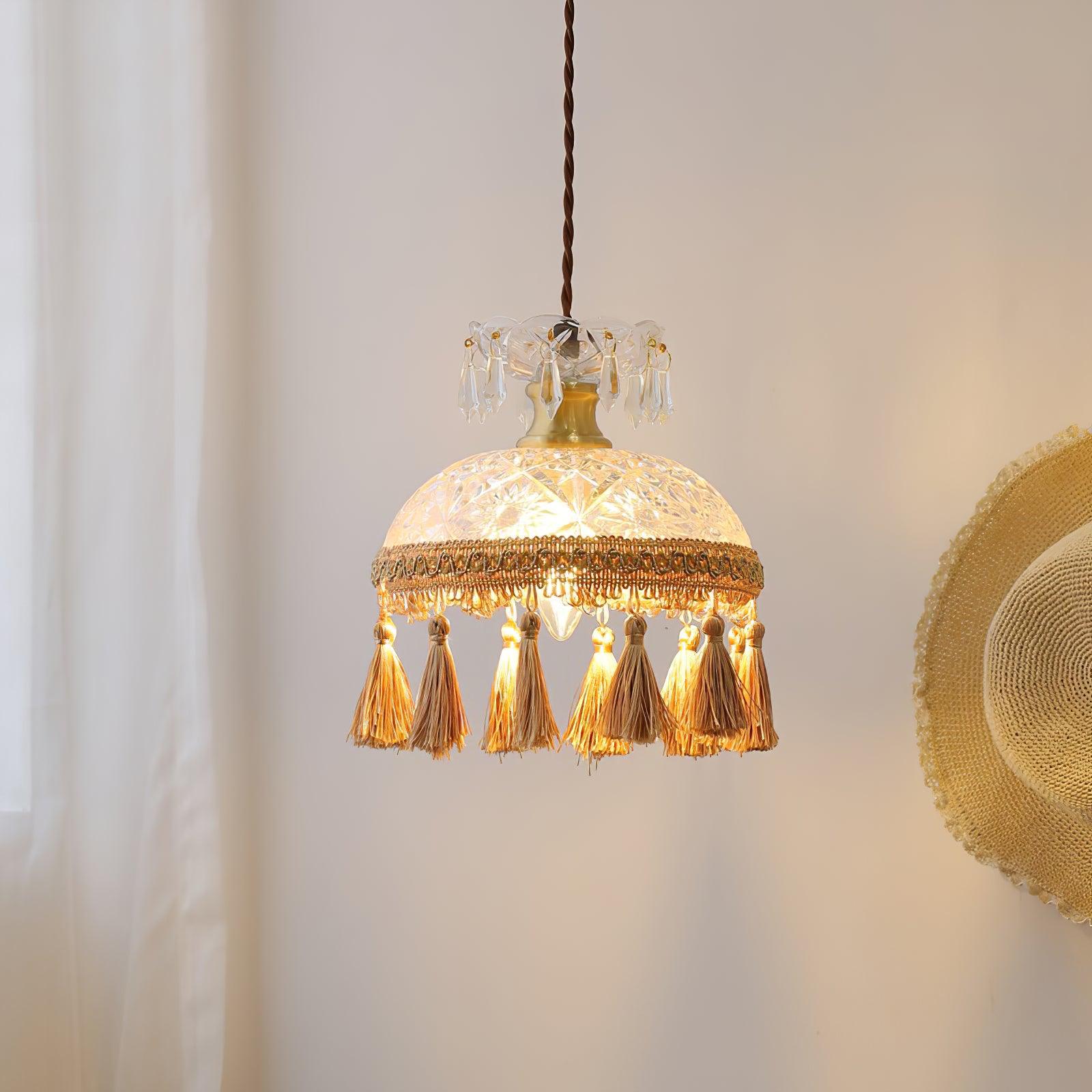 Devel Brass Glass Luxurious Pendant Light-Neutral Decor