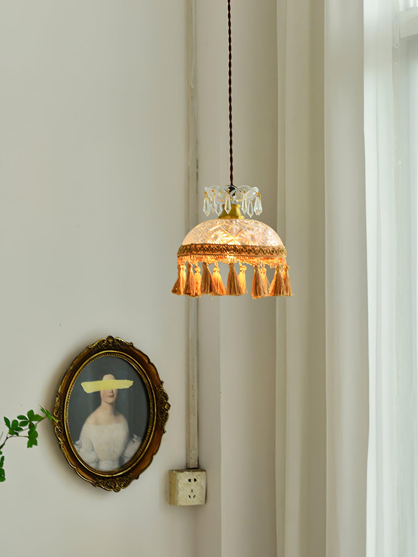 Devel Brass Glass Luxurious Pendant Light-Neutral Decor