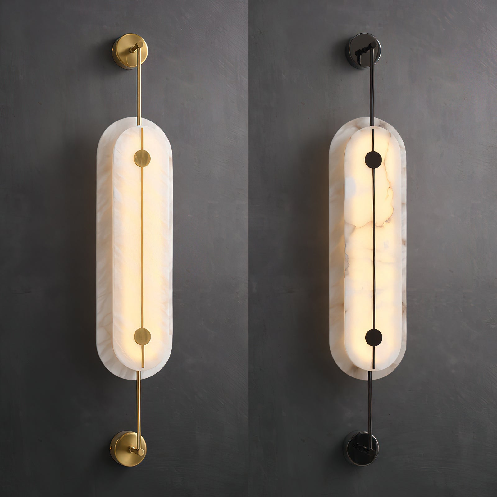 The small size variant of the Brace Alabaster Wall Lamp.