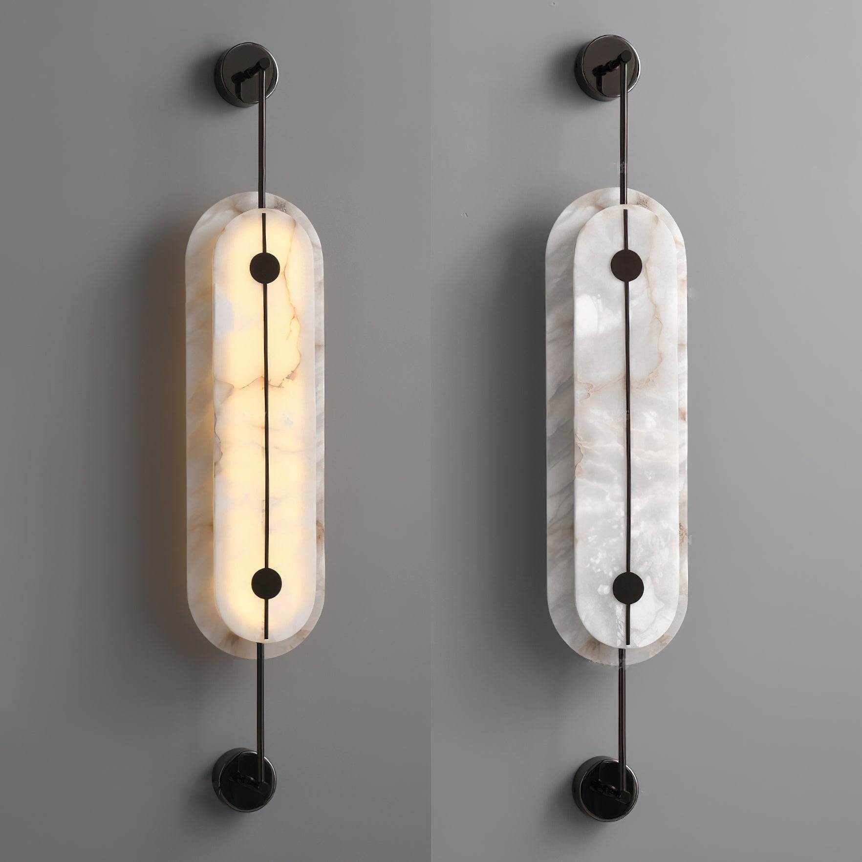 The large size variant of the Brace Alabaster Wall Lamp.