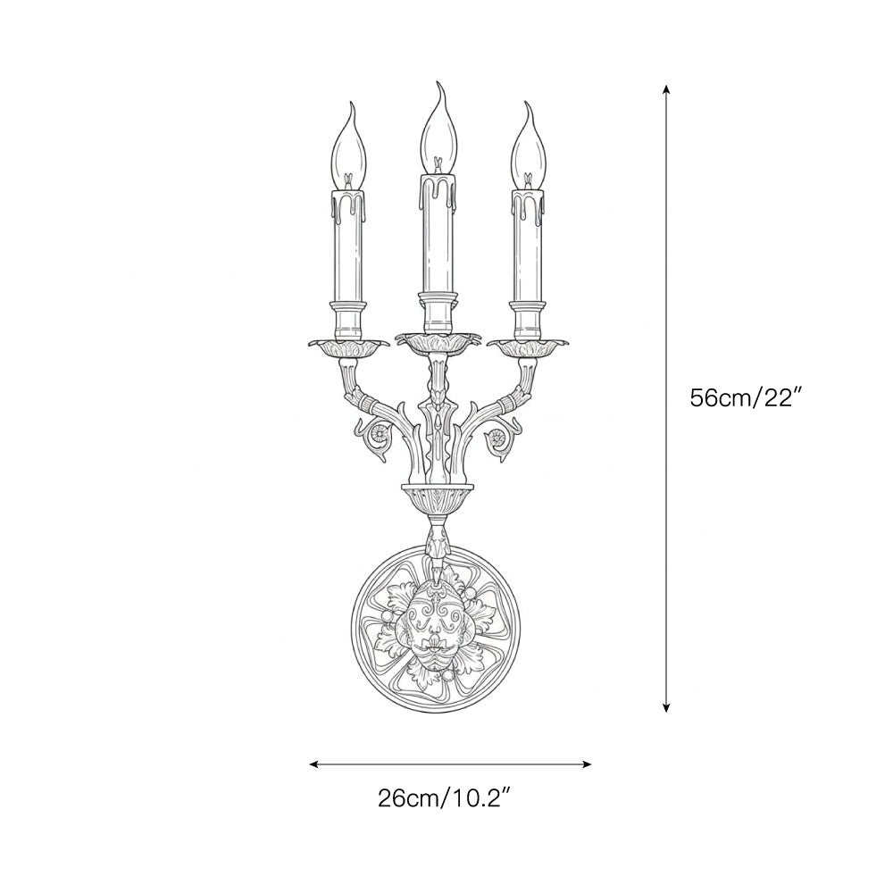 Front view of the four-headed Brad Palace Wall Lamp.