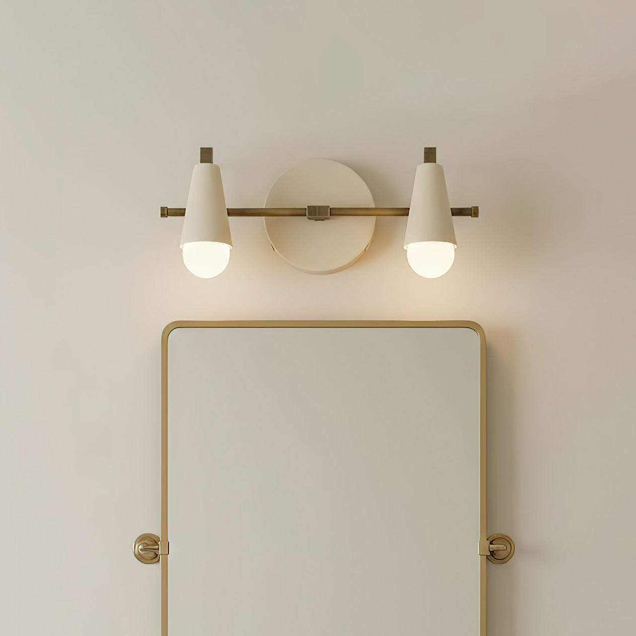 Front view of the double-light Bradley Vanity Wall Lamp.