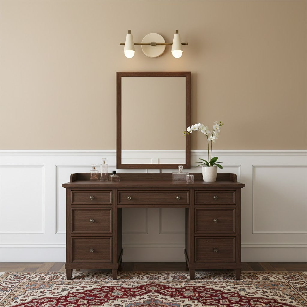 Angled view of the Bradley Vanity Wall Lamp against a neutral wall.