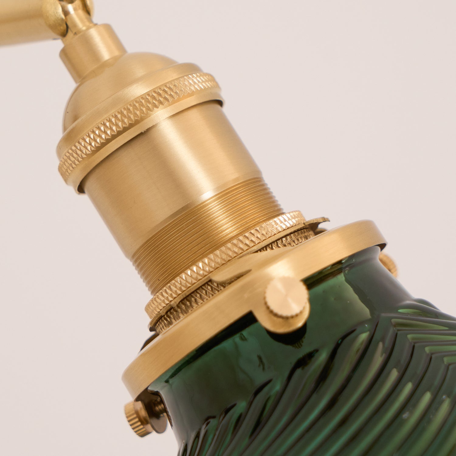 Emeric Adjustable Swing Arm Wall Lamp with Green Glass Shade