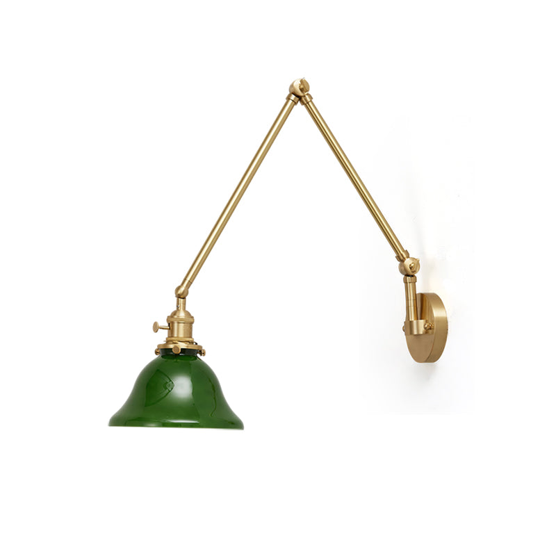 Comparison of the lamp's brass and green finishes.