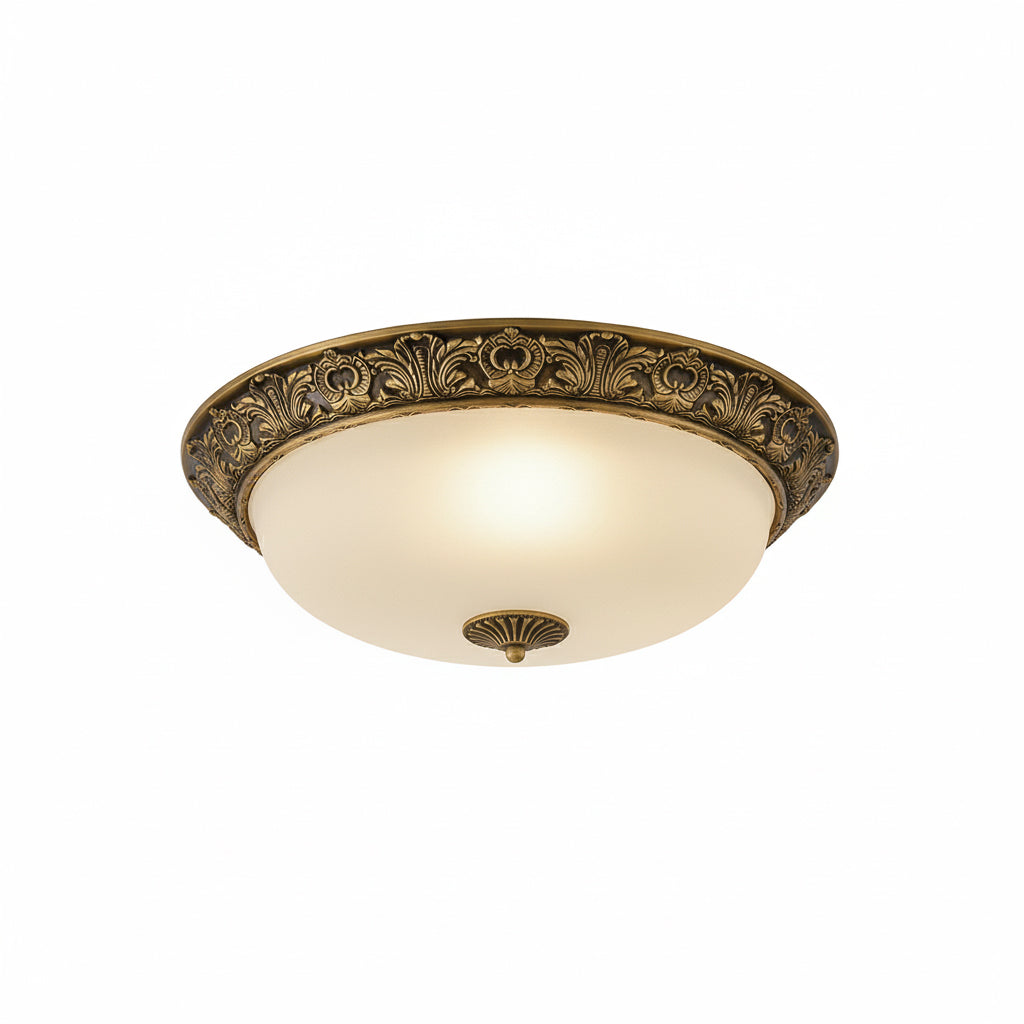 Brahm Flush Ceiling Lamp in white finish.