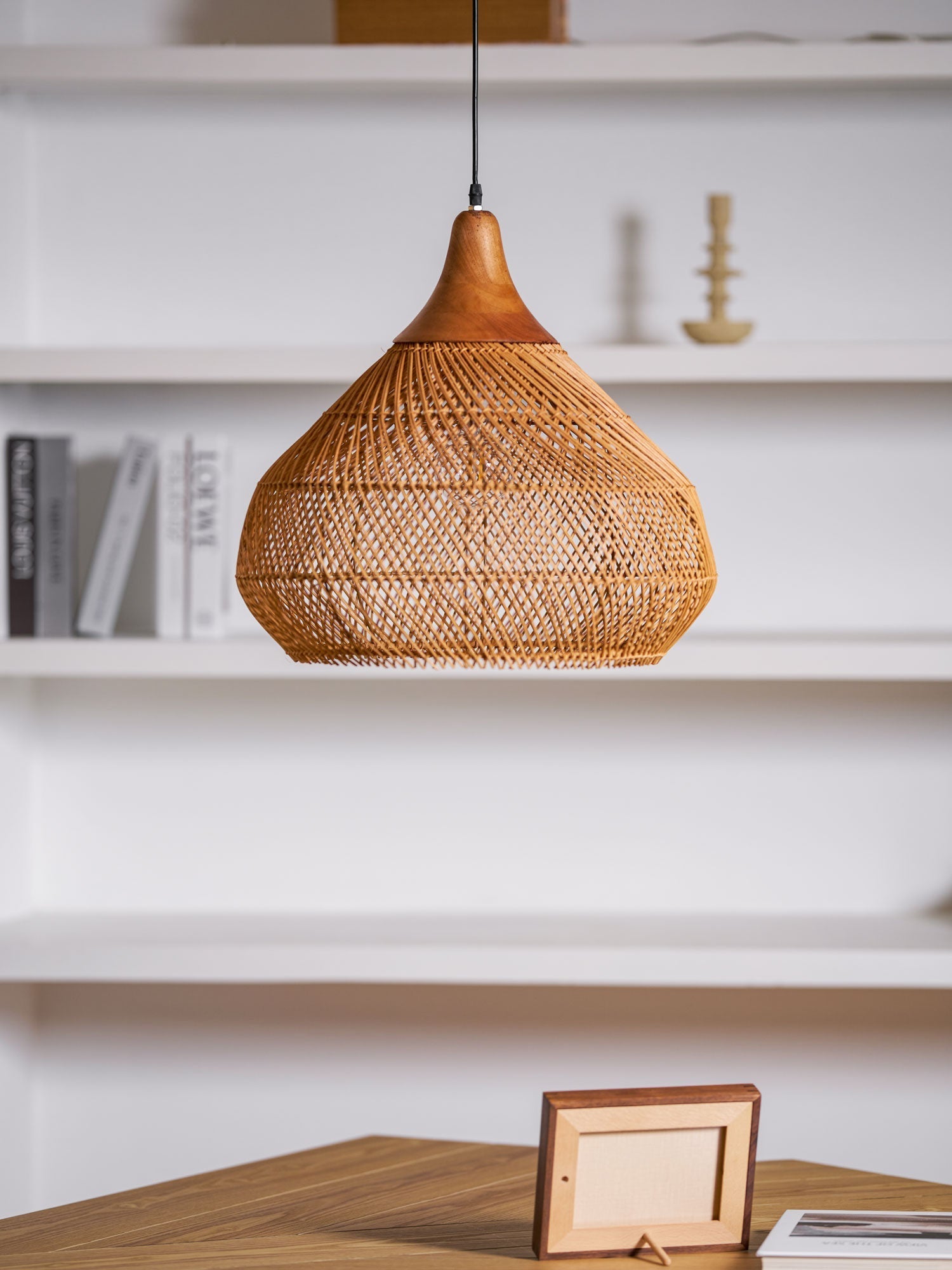 Solavn Rattan Wood Pendant Lamp-Neutral Decor