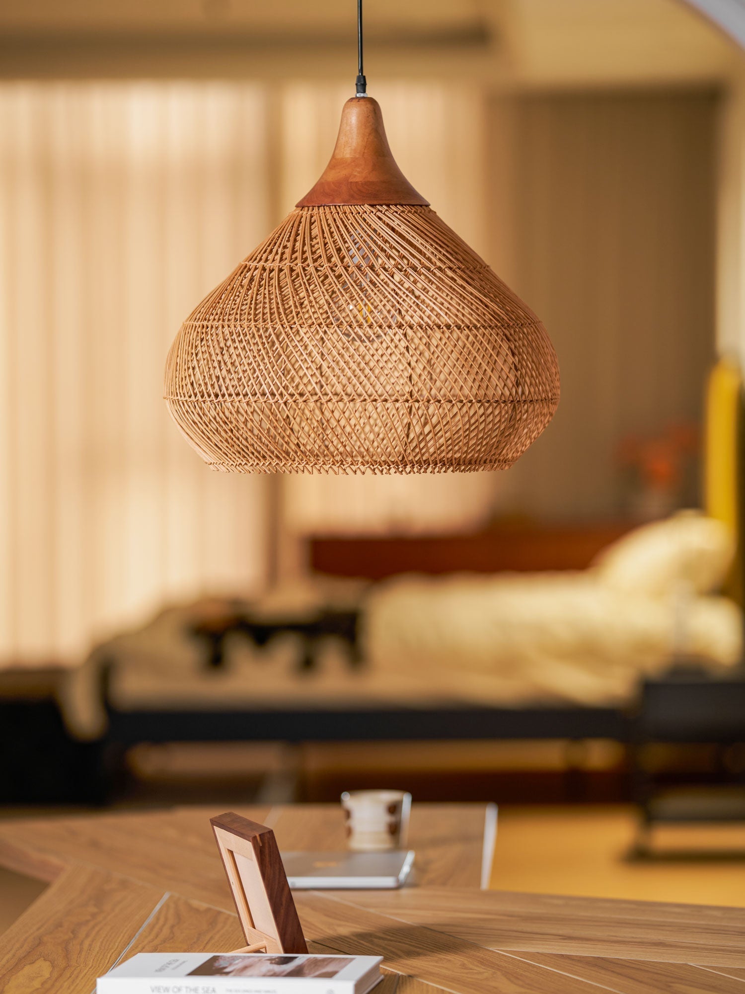 Solavn Rattan Wood Pendant Lamp-Neutral Decor