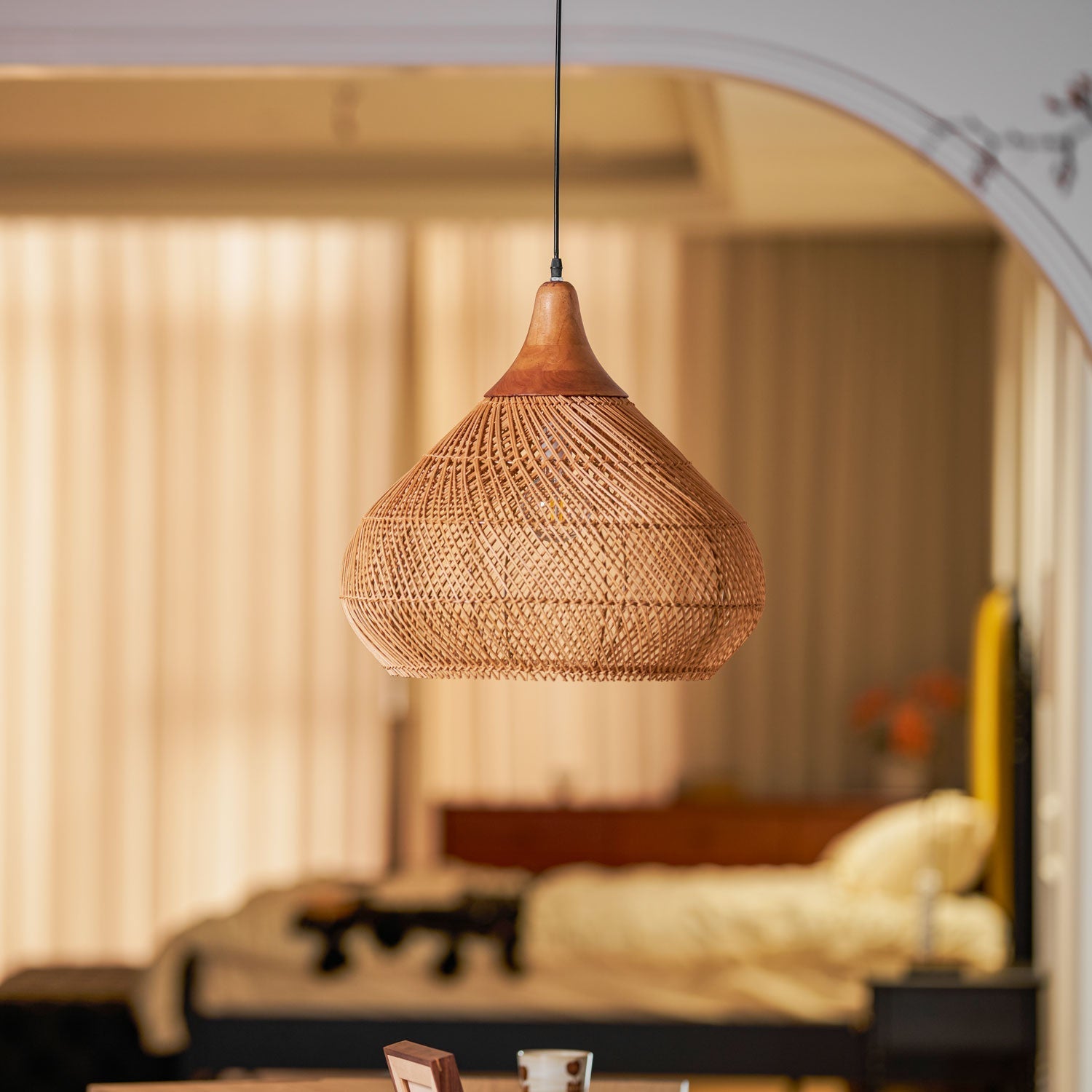 Solavn Rattan Wood Pendant Lamp-Neutral Decor