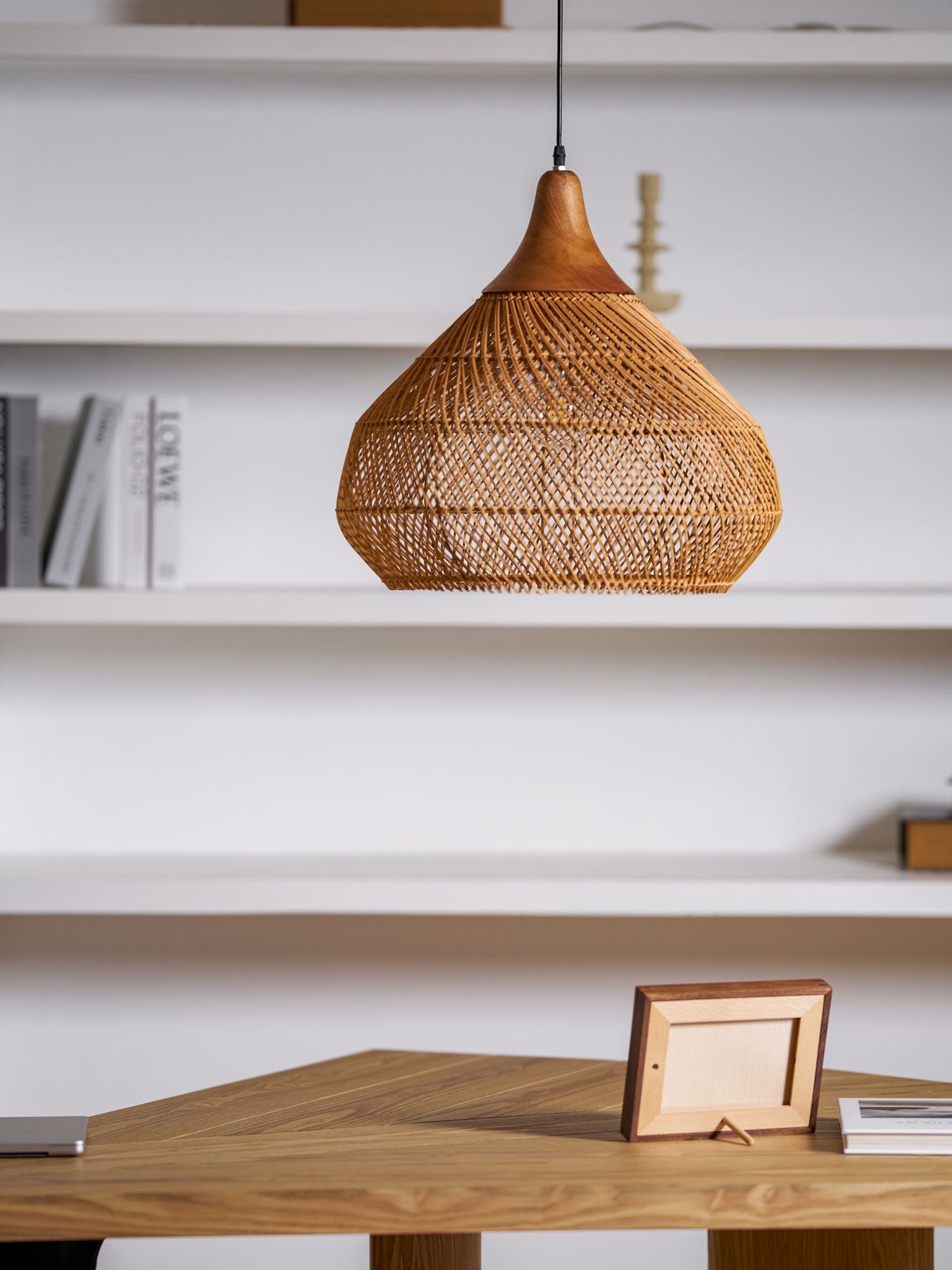 Solavn Rattan Wood Pendant Lamp-Neutral Decor