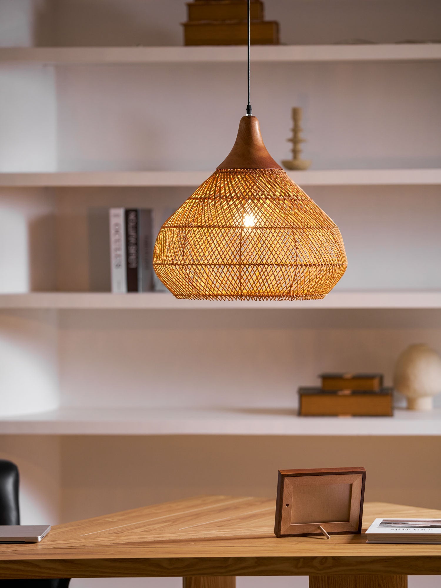 Solavn Rattan Wood Pendant Lamp-Neutral Decor