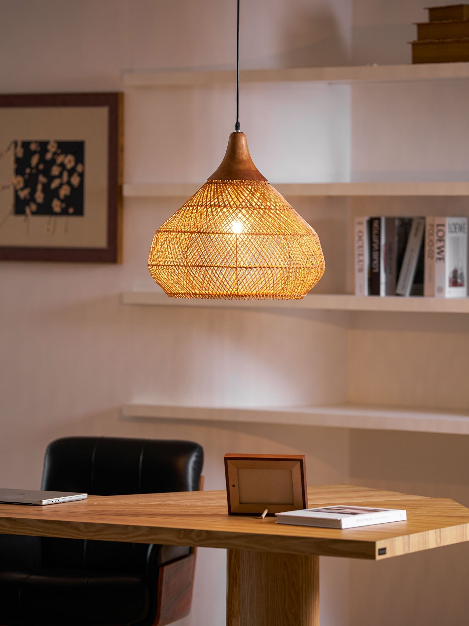 Solavn Rattan Wood Pendant Lamp-Neutral Decor
