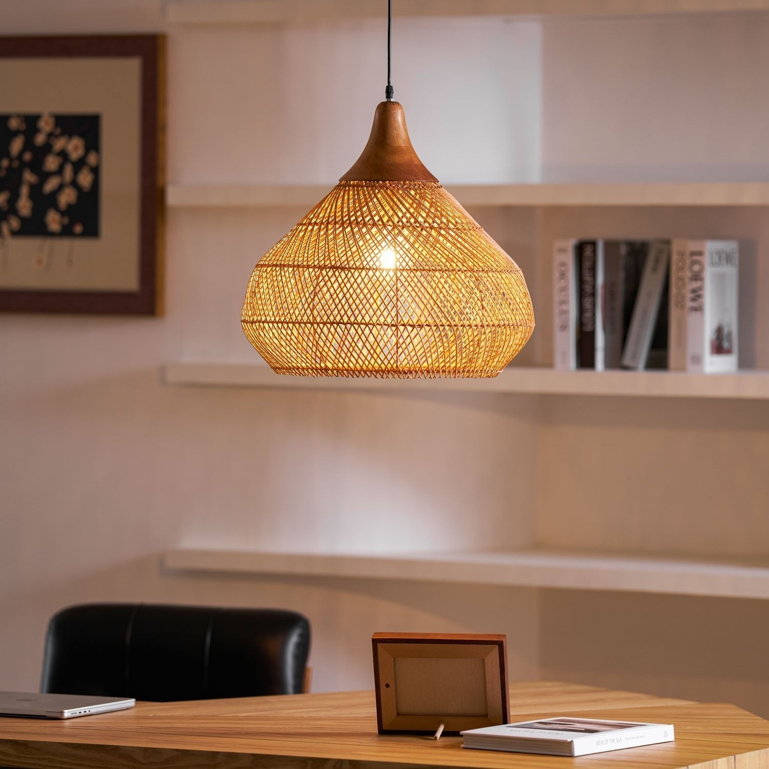 Solavn Rattan Wood Pendant Lamp-Neutral Decor