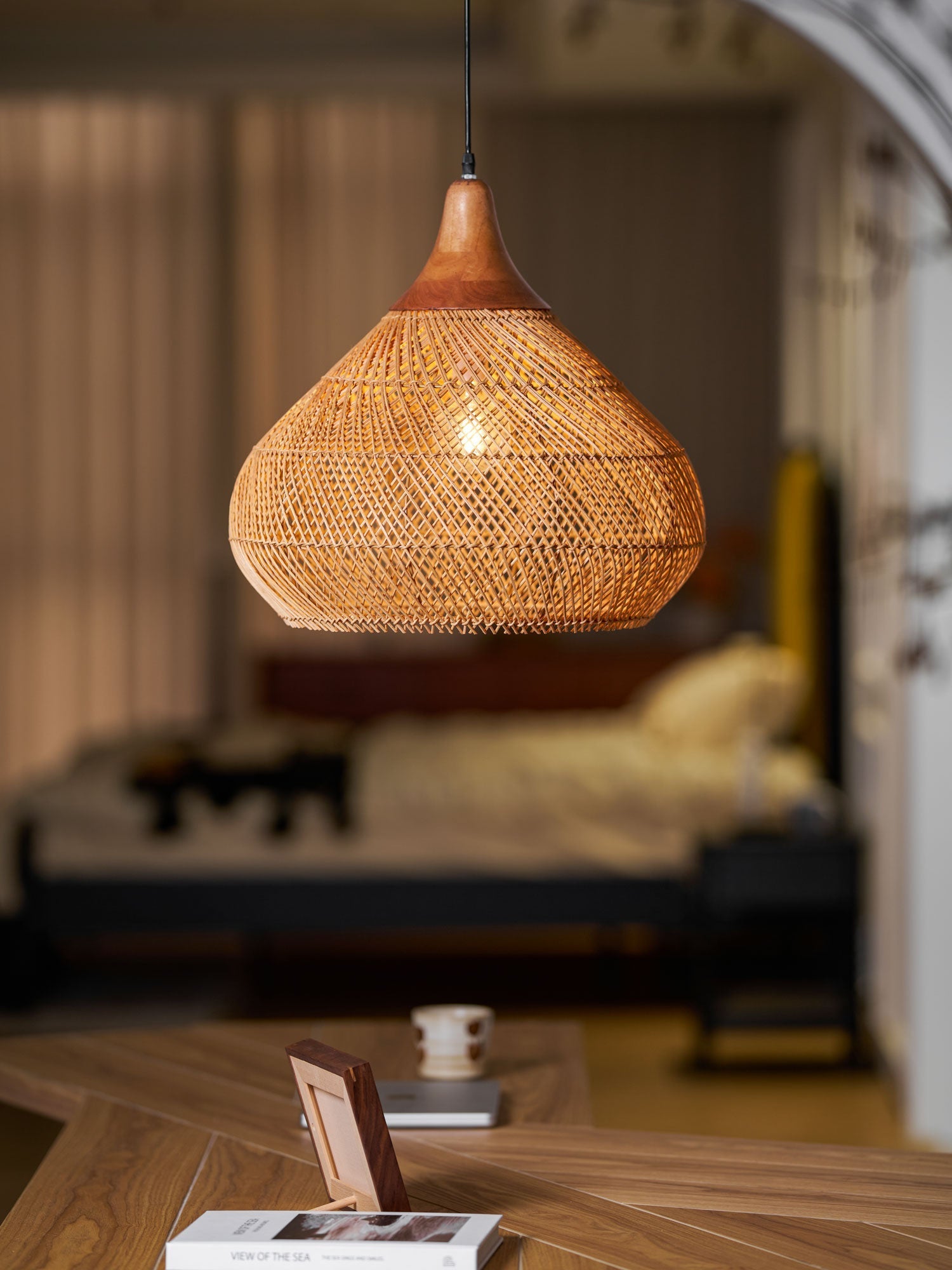Solavn Rattan Wood Pendant Lamp-Neutral Decor