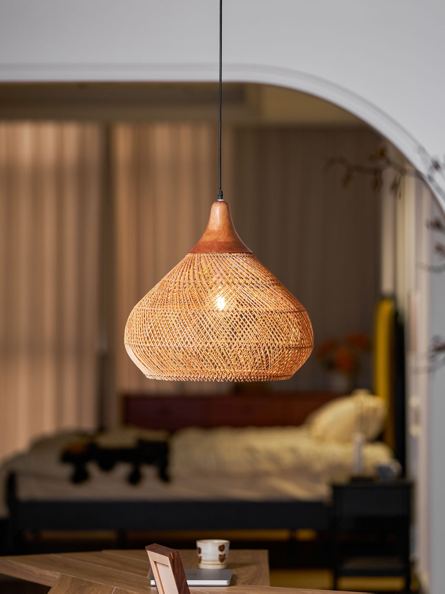 Solavn Rattan Wood Pendant Lamp-Neutral Decor