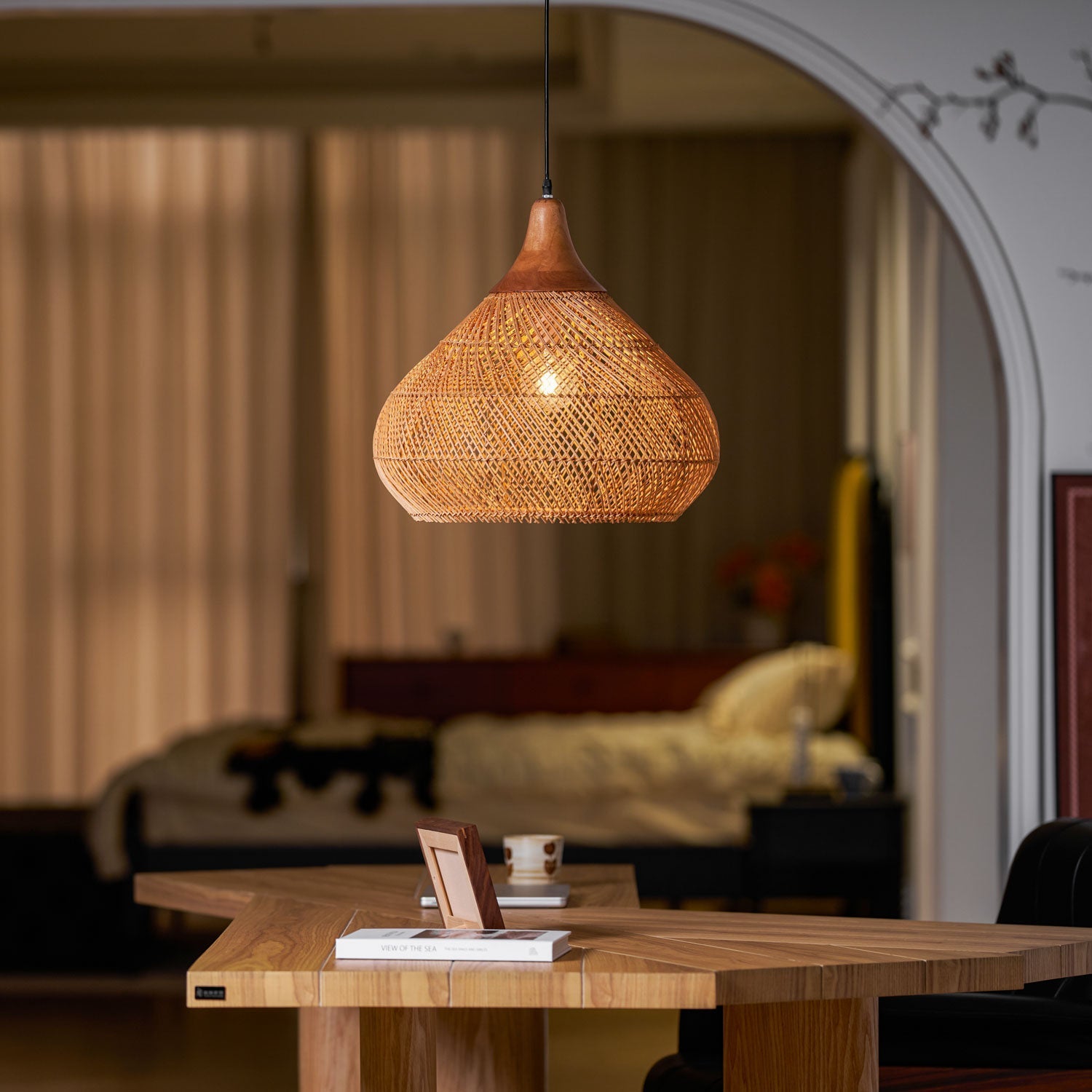 Solavn Rattan Wood Pendant Lamp-Neutral Decor
