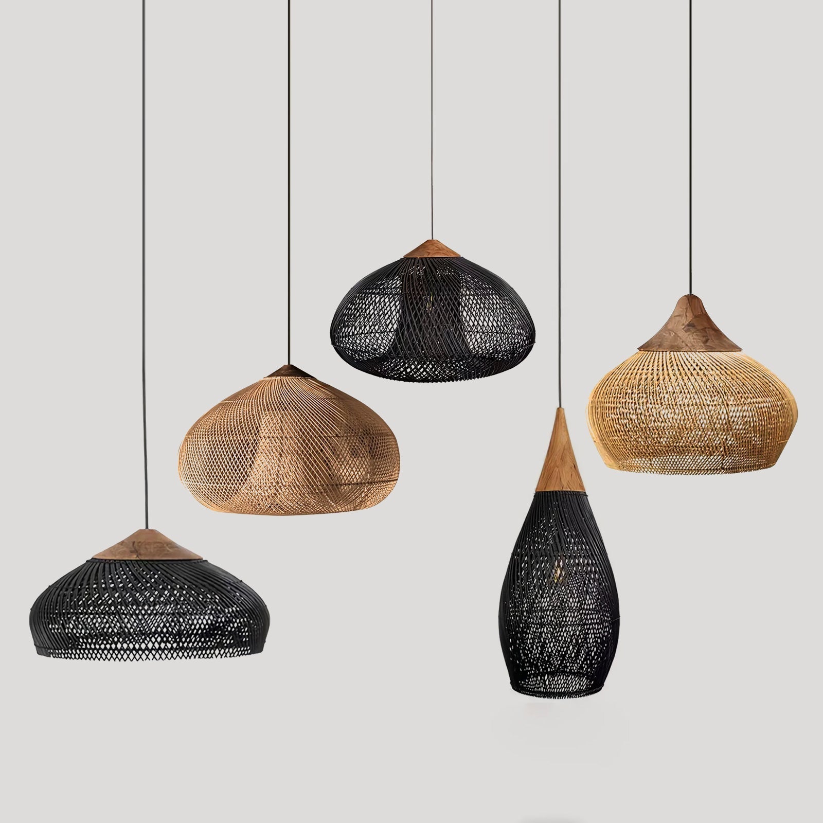 Solavn Rattan Wood Pendant Lamp-Neutral Decor