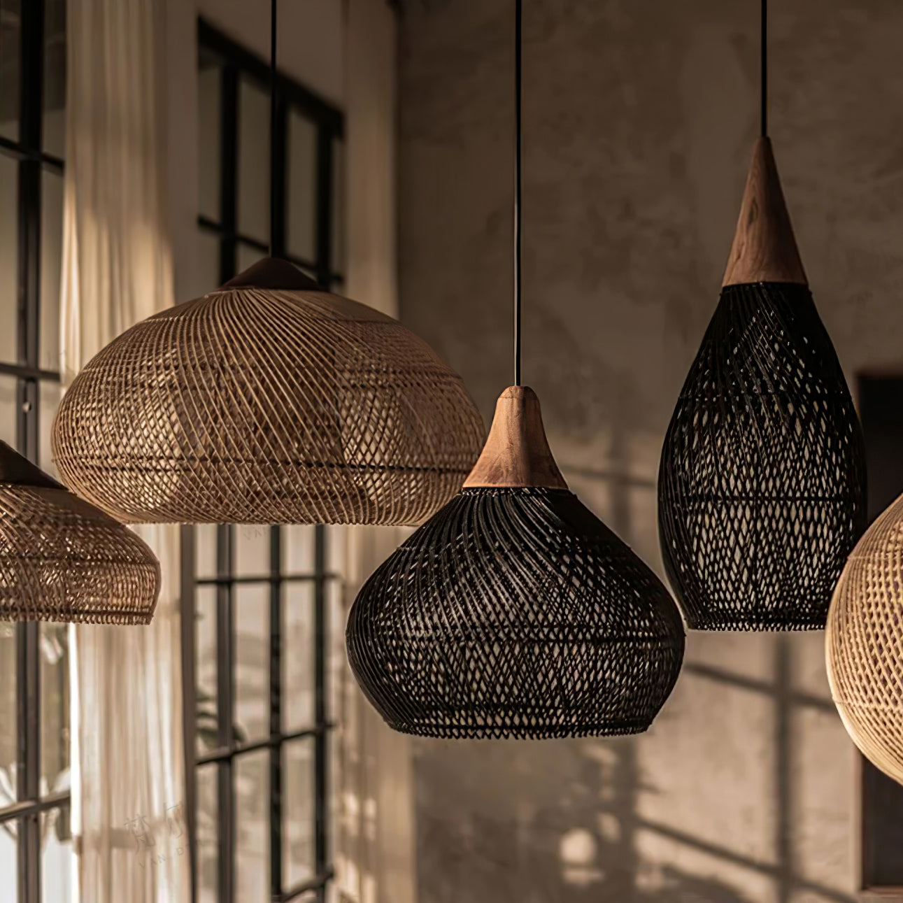 Cora Pendant Lamp Rattan Swag Woven-Neutral Decor