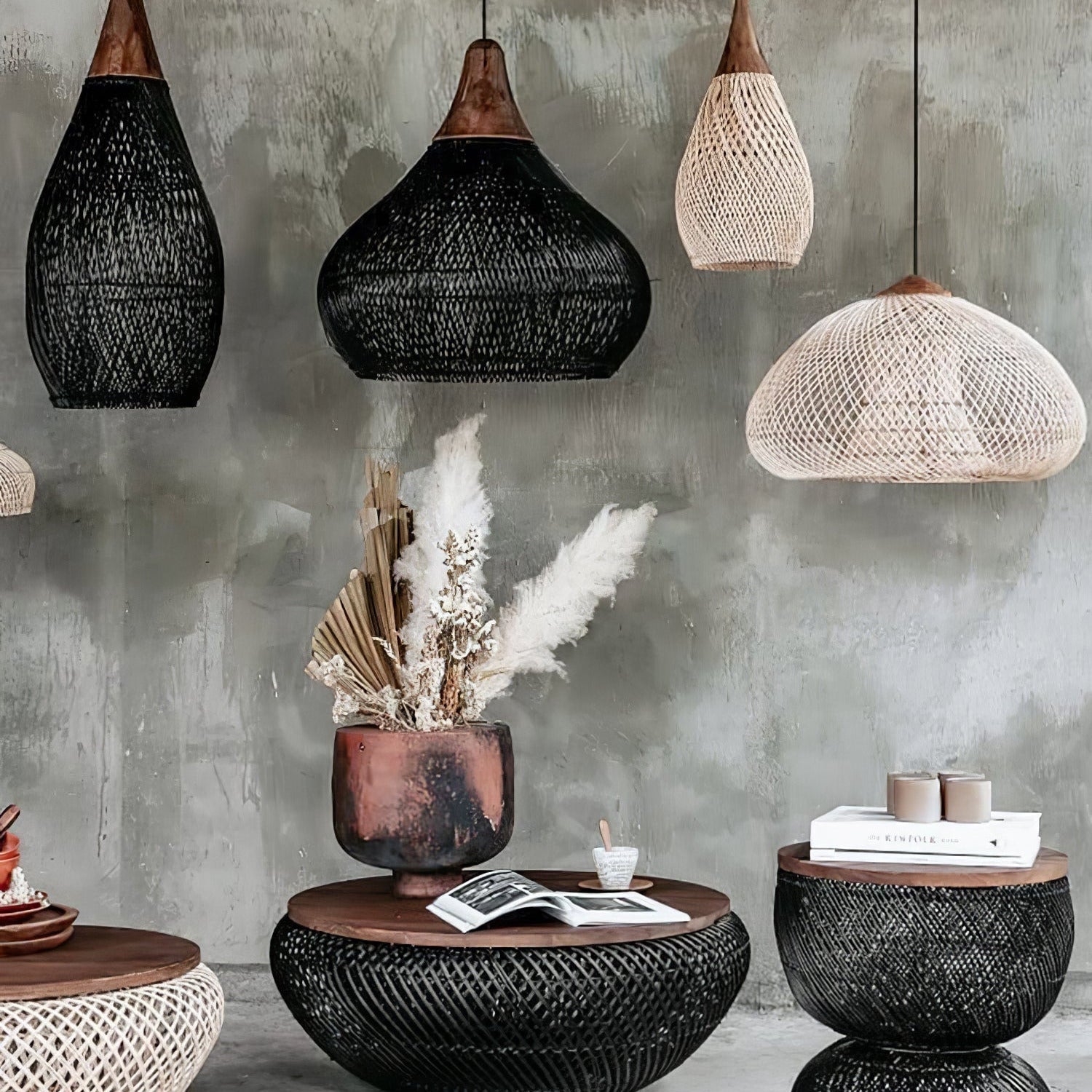 Evelyn Braided Rattan Livingroom Pendant Lamp