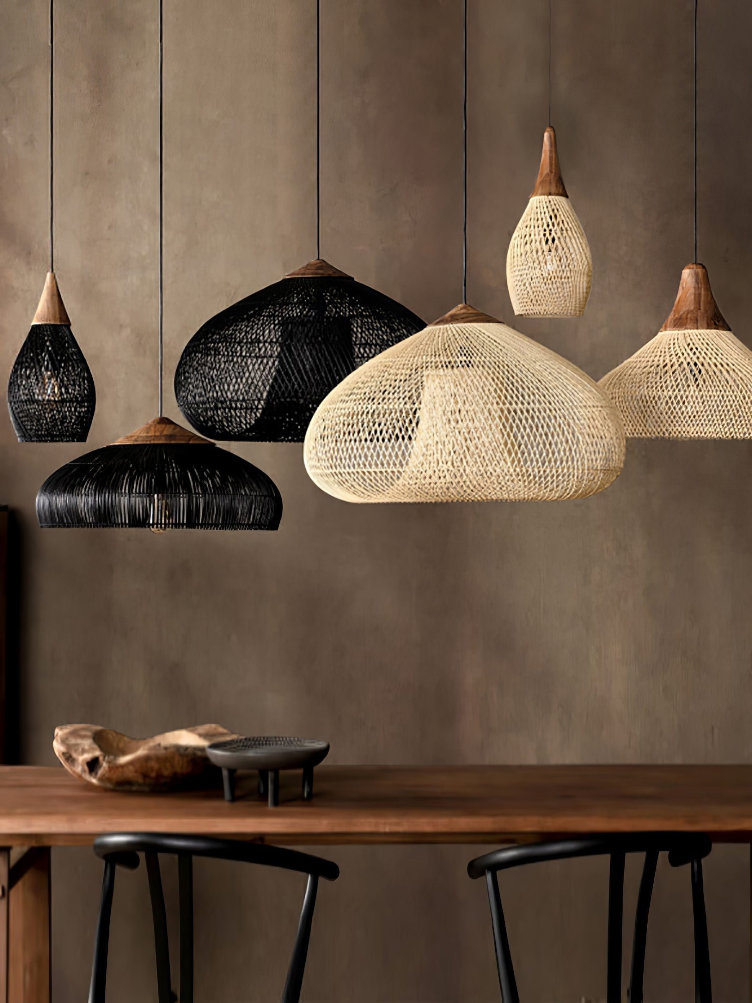 Solavn Rattan Wood Pendant Lamp-Neutral Decor
