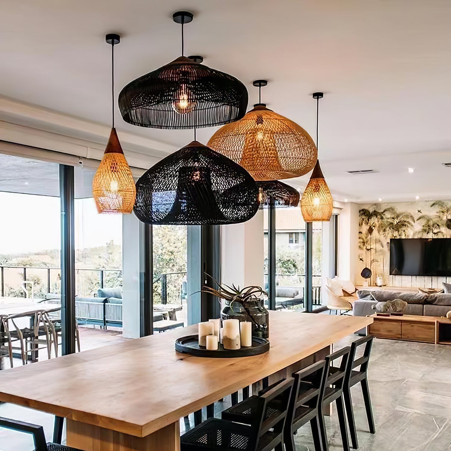 Evelyn Braided Rattan Livingroom Pendant Lamp