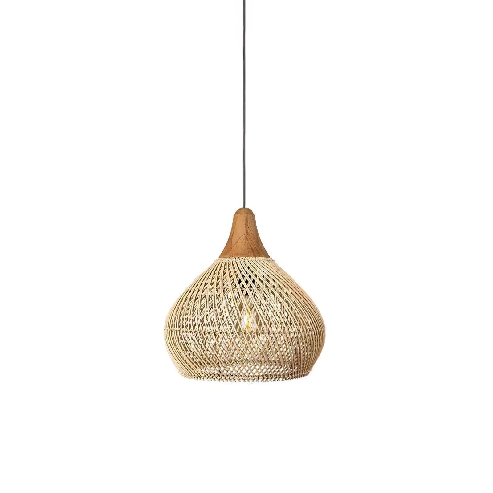 Braided Rattan Swag Pendant Lamp-Neutral Decor