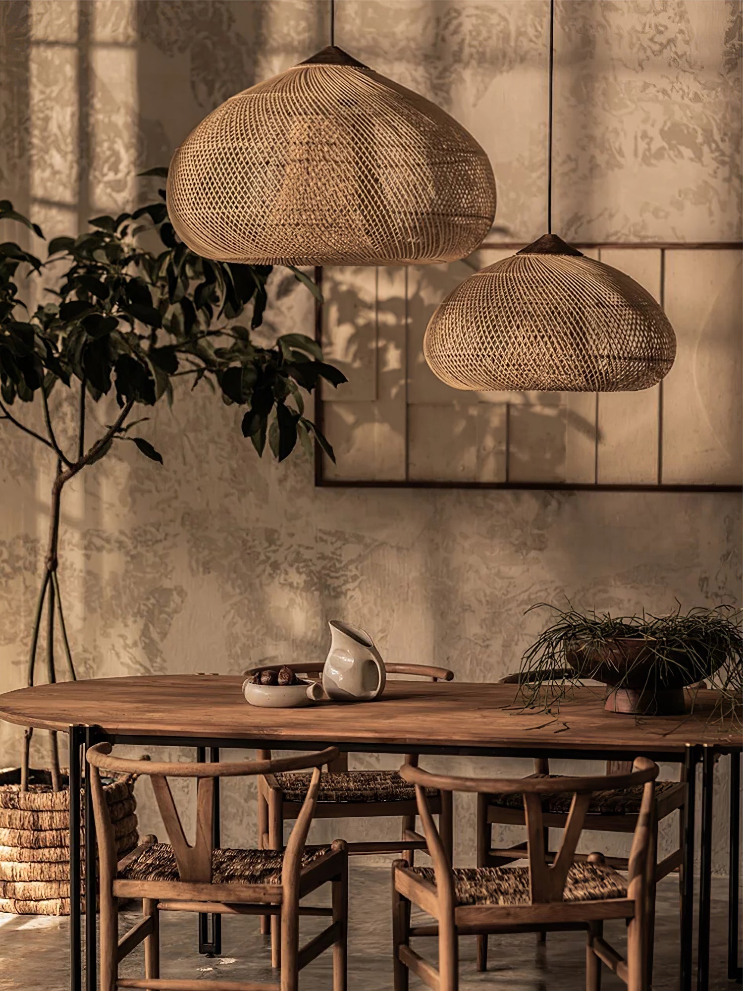 Solavn Rattan Wood Pendant Lamp-Neutral Decor