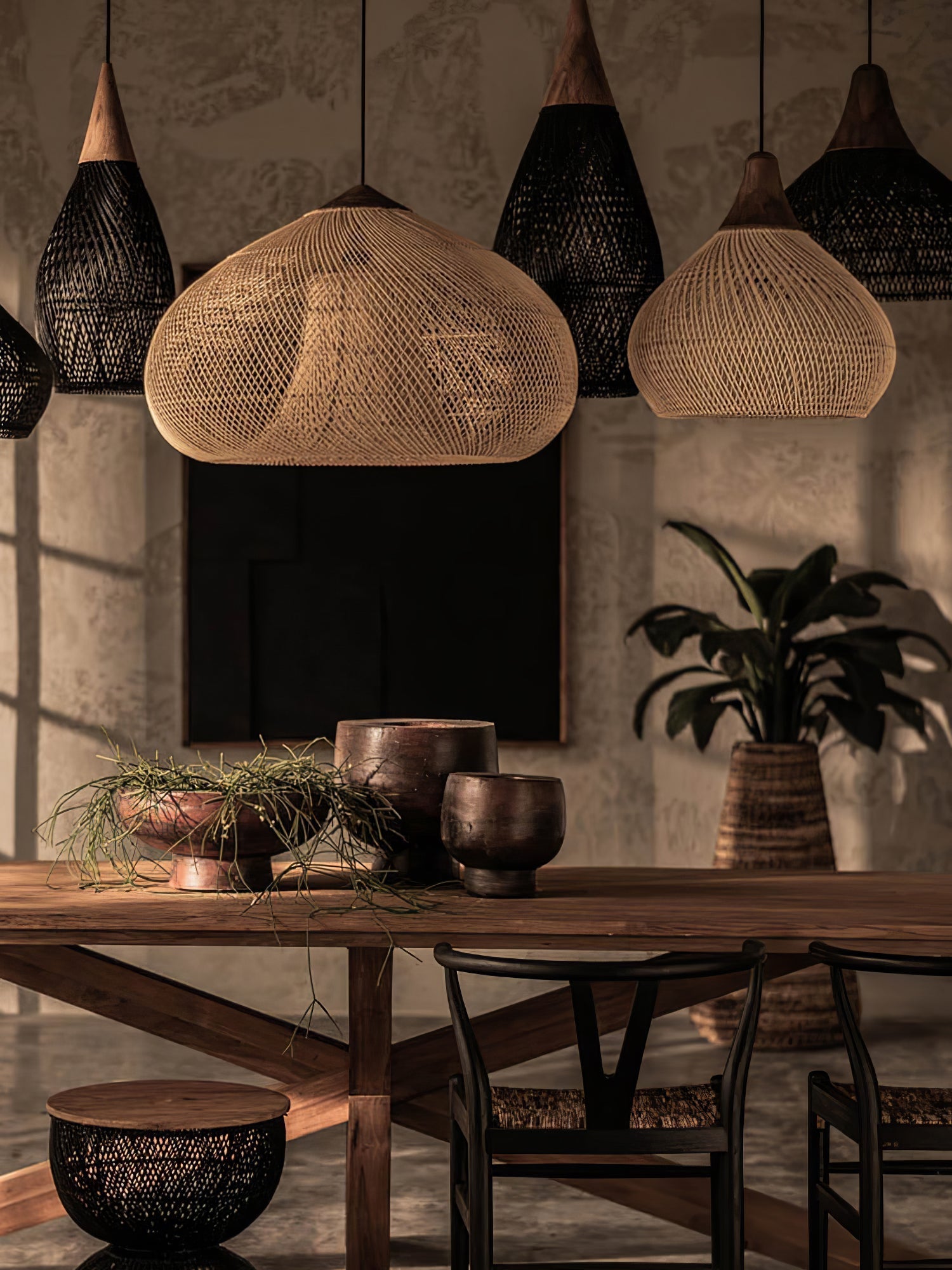 Solavn Rattan Wood Pendant Lamp-Neutral Decor