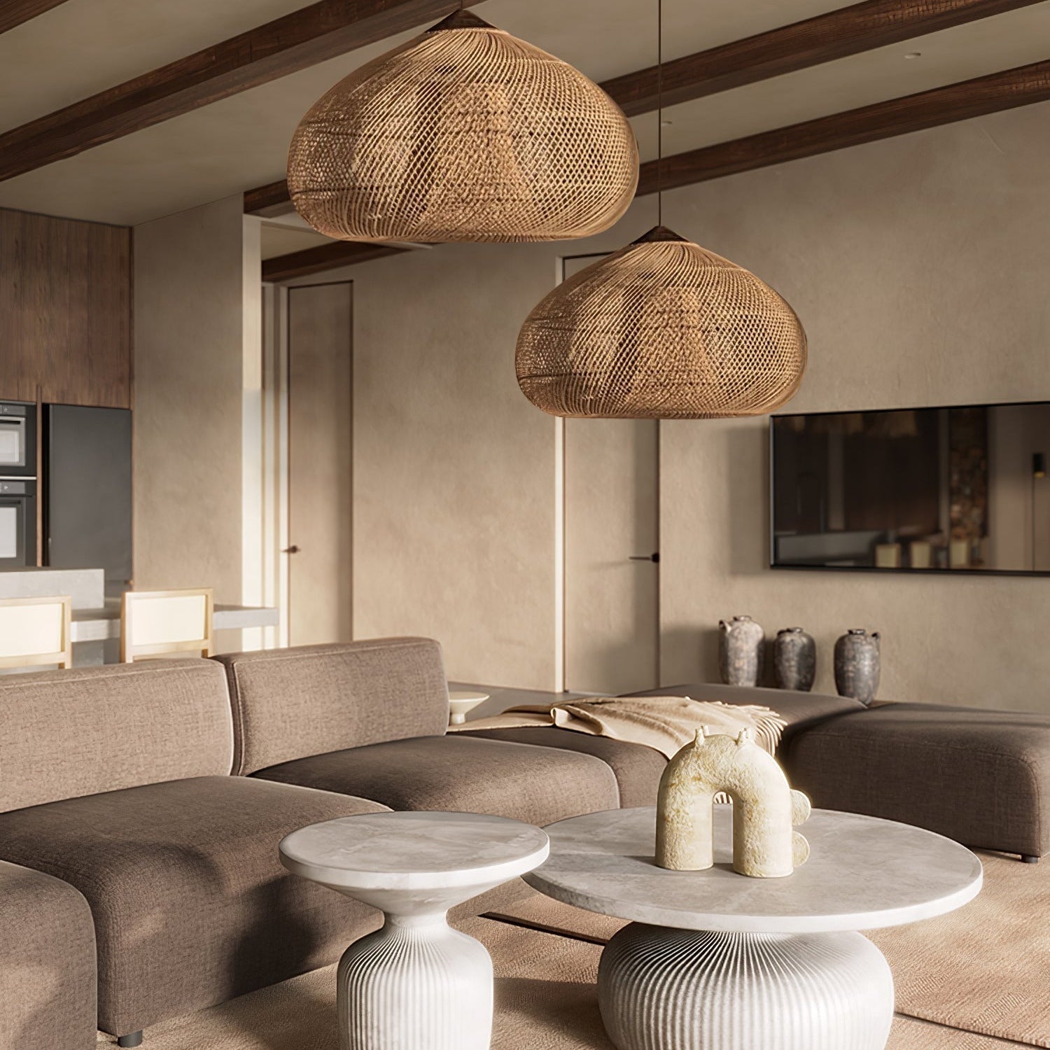 Evelyn Braided Rattan Livingroom Pendant Lamp