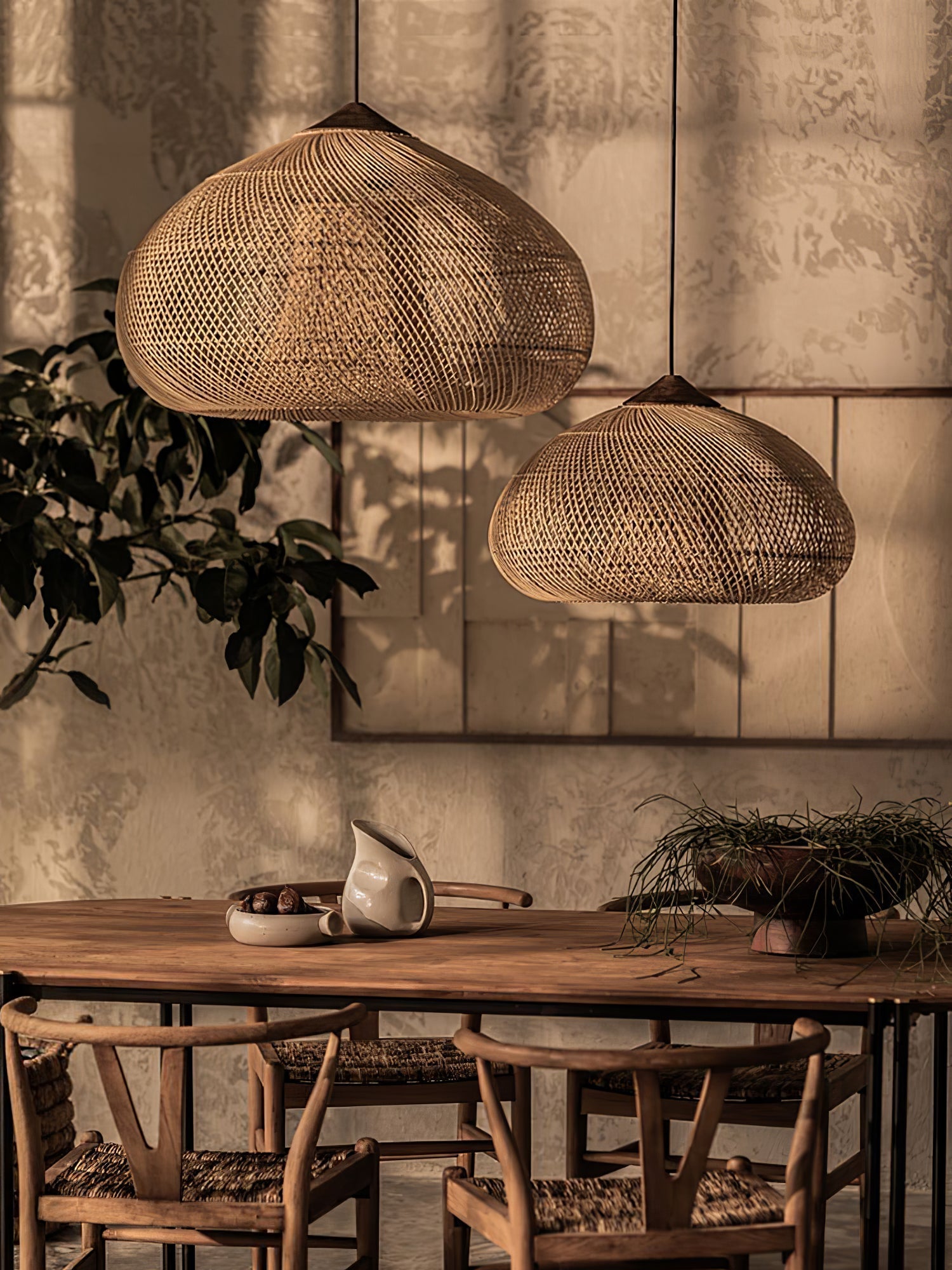 Solavn Rattan Wood Pendant Lamp-Neutral Decor