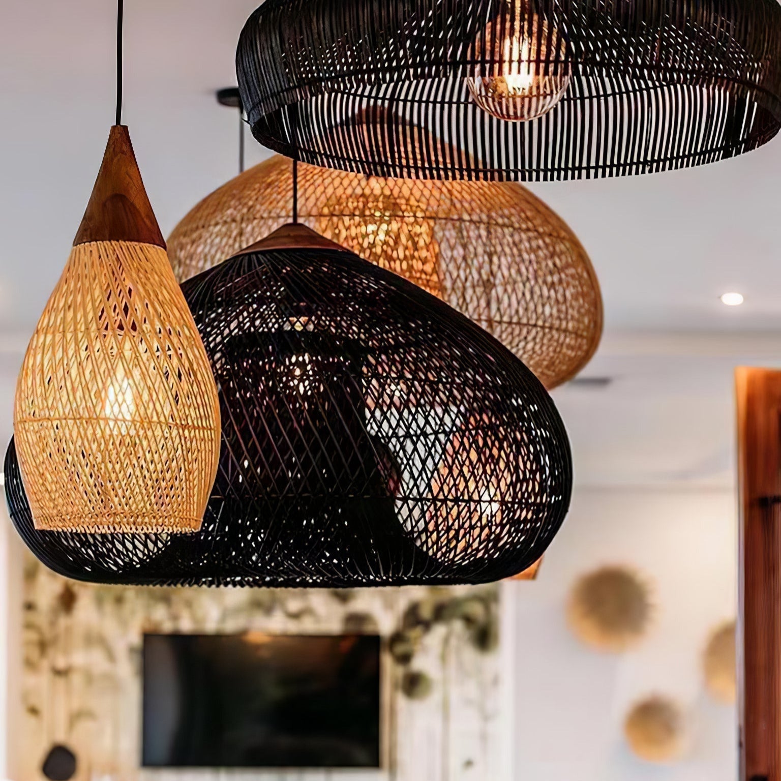 Evelyn Braided Rattan Livingroom Pendant Lamp
