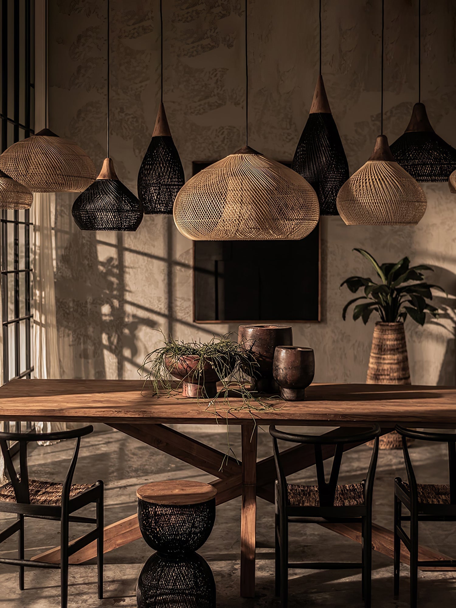 Solavn Rattan Wood Pendant Lamp-Neutral Decor