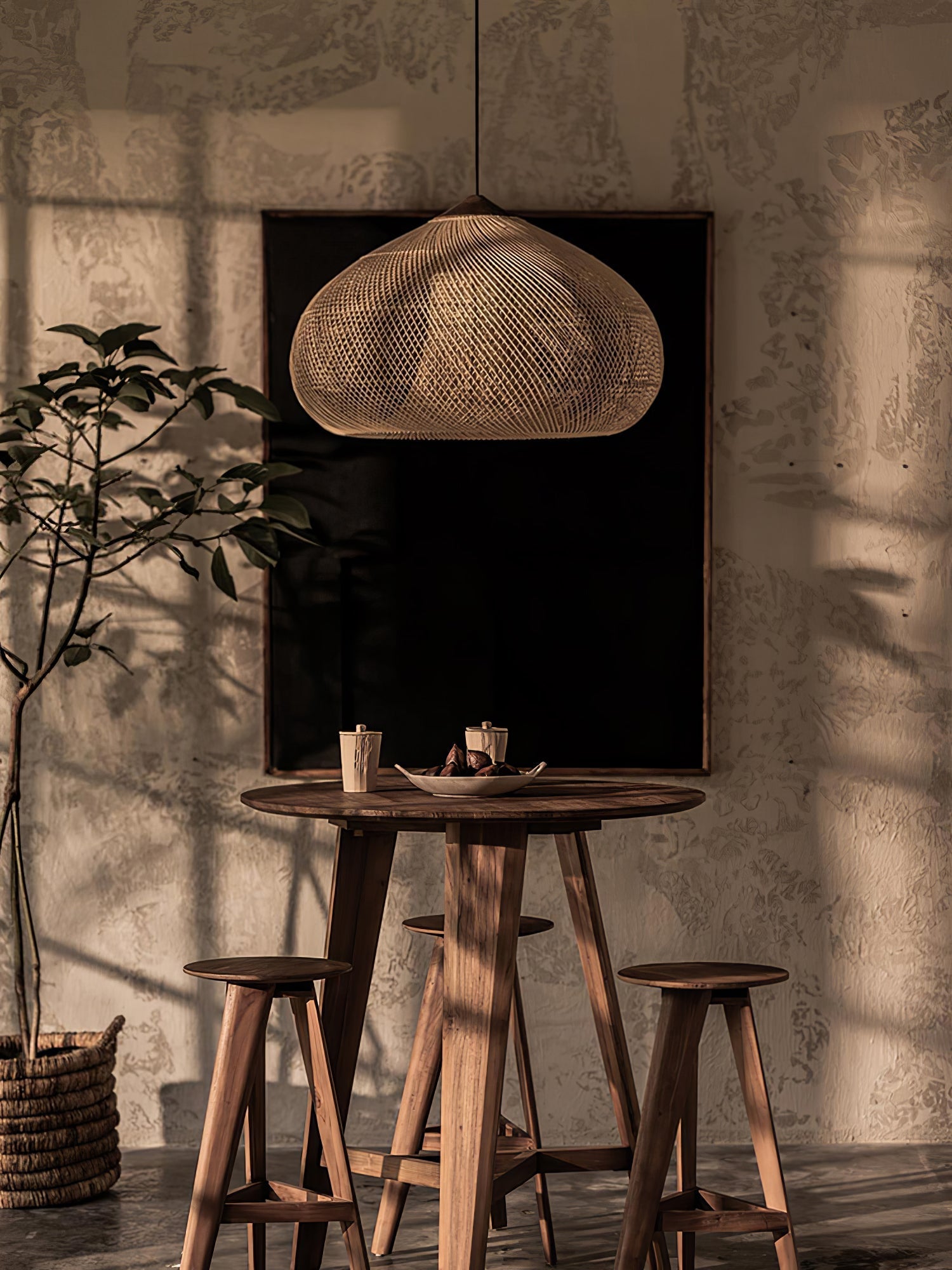 Cora Pendant Lamp Rattan Swag Woven-Neutral Decor