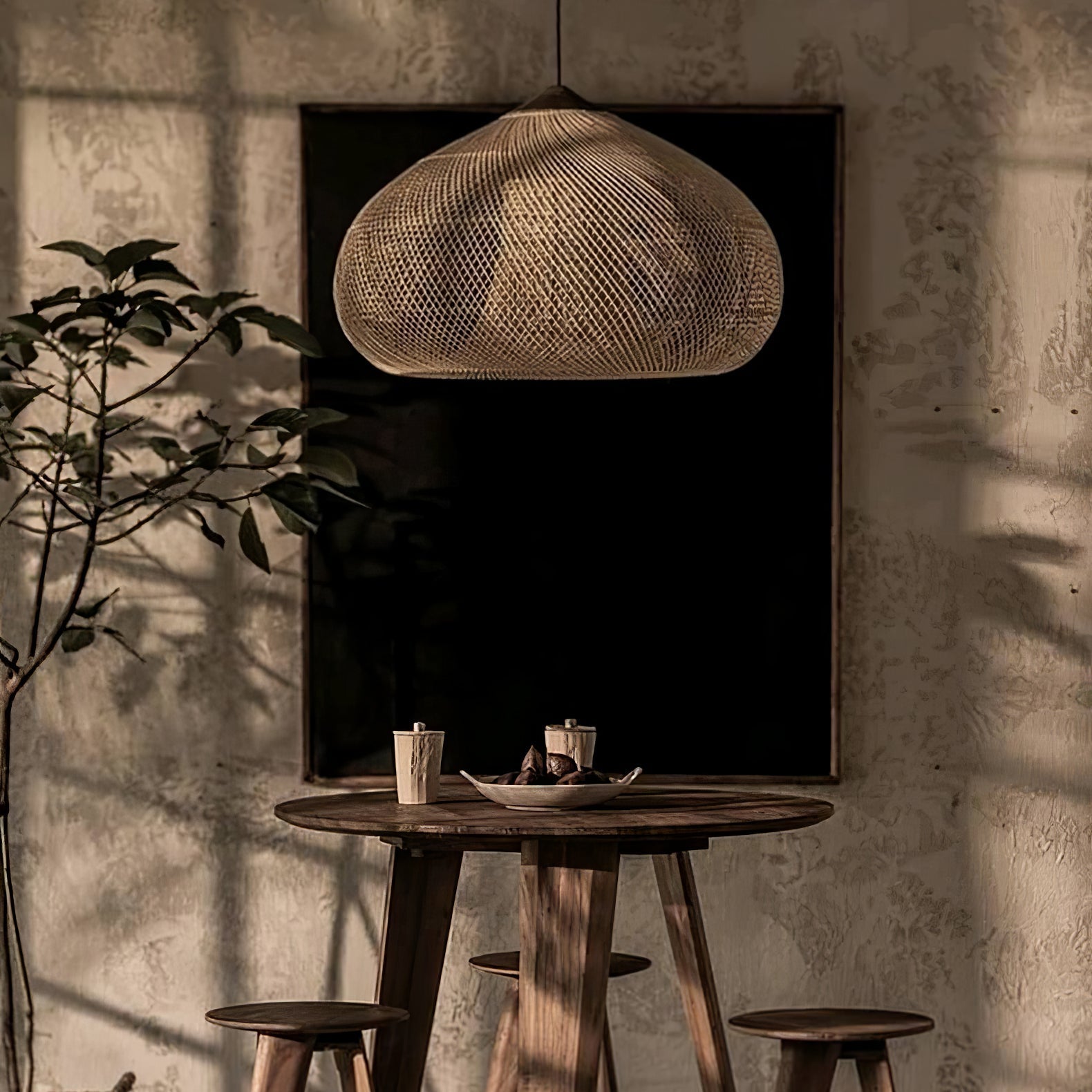 Cora Pendant Lamp Rattan Swag Woven-Neutral Decor