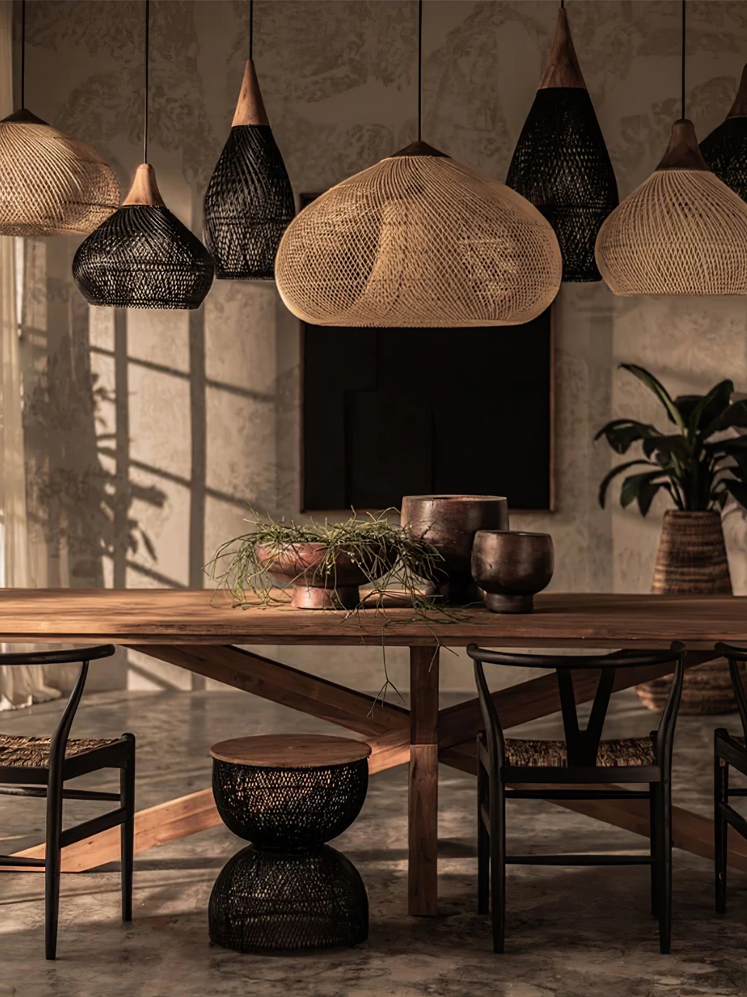 Solavn Rattan Wood Pendant Lamp-Neutral Decor