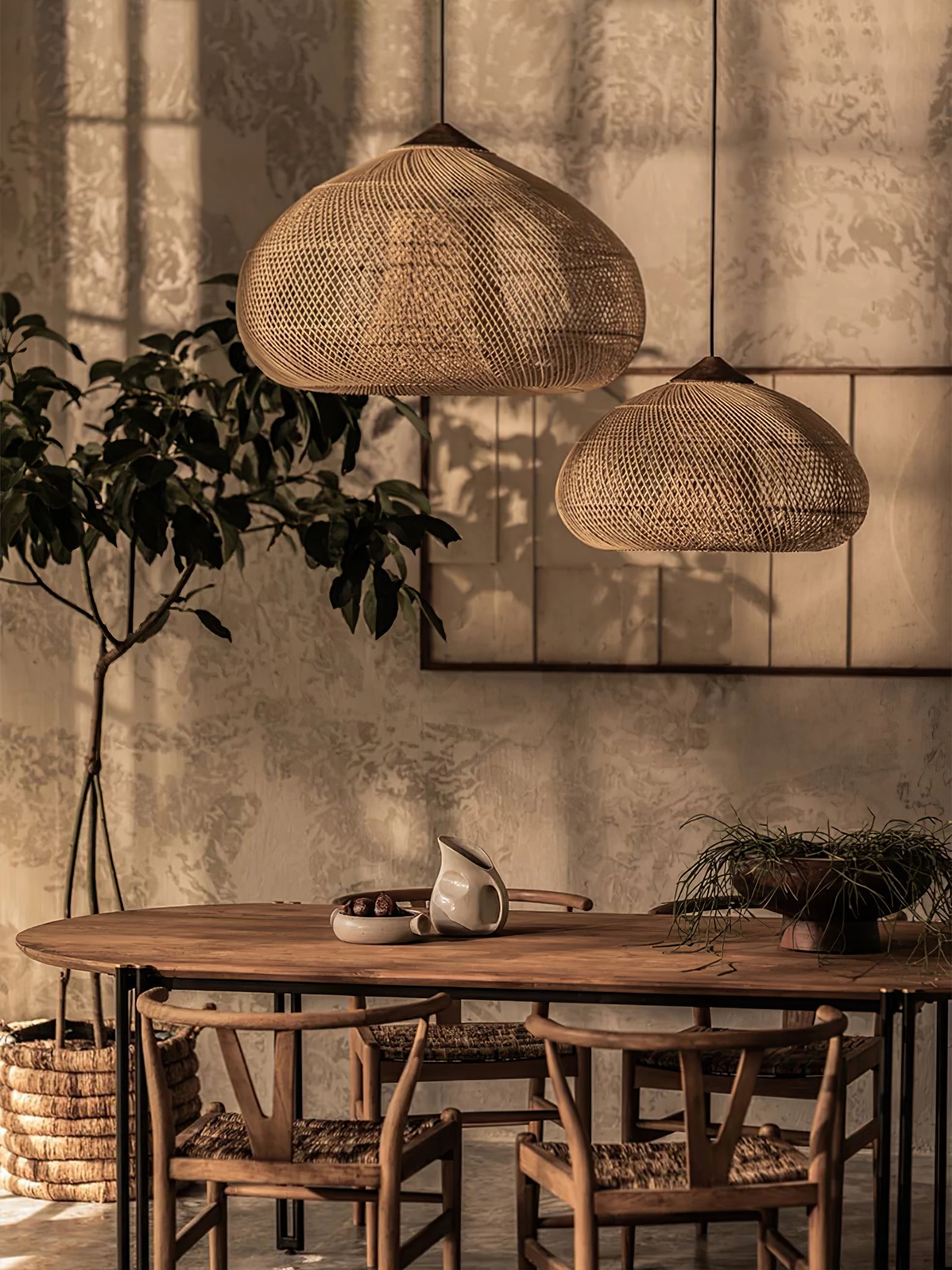 Cora Pendant Lamp Rattan Swag Woven-Neutral Decor