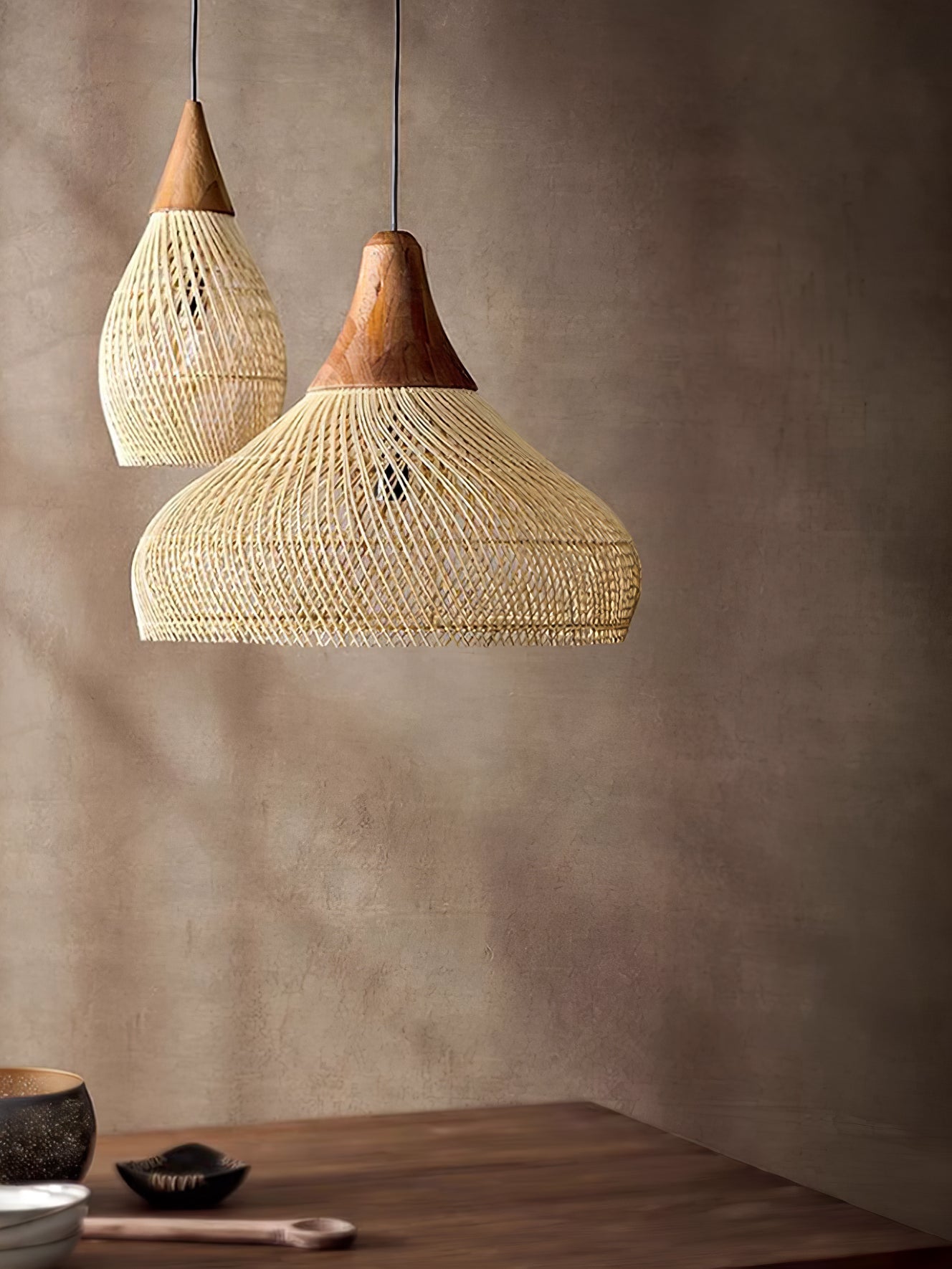 Cora Pendant Lamp Rattan Swag Woven-Neutral Decor