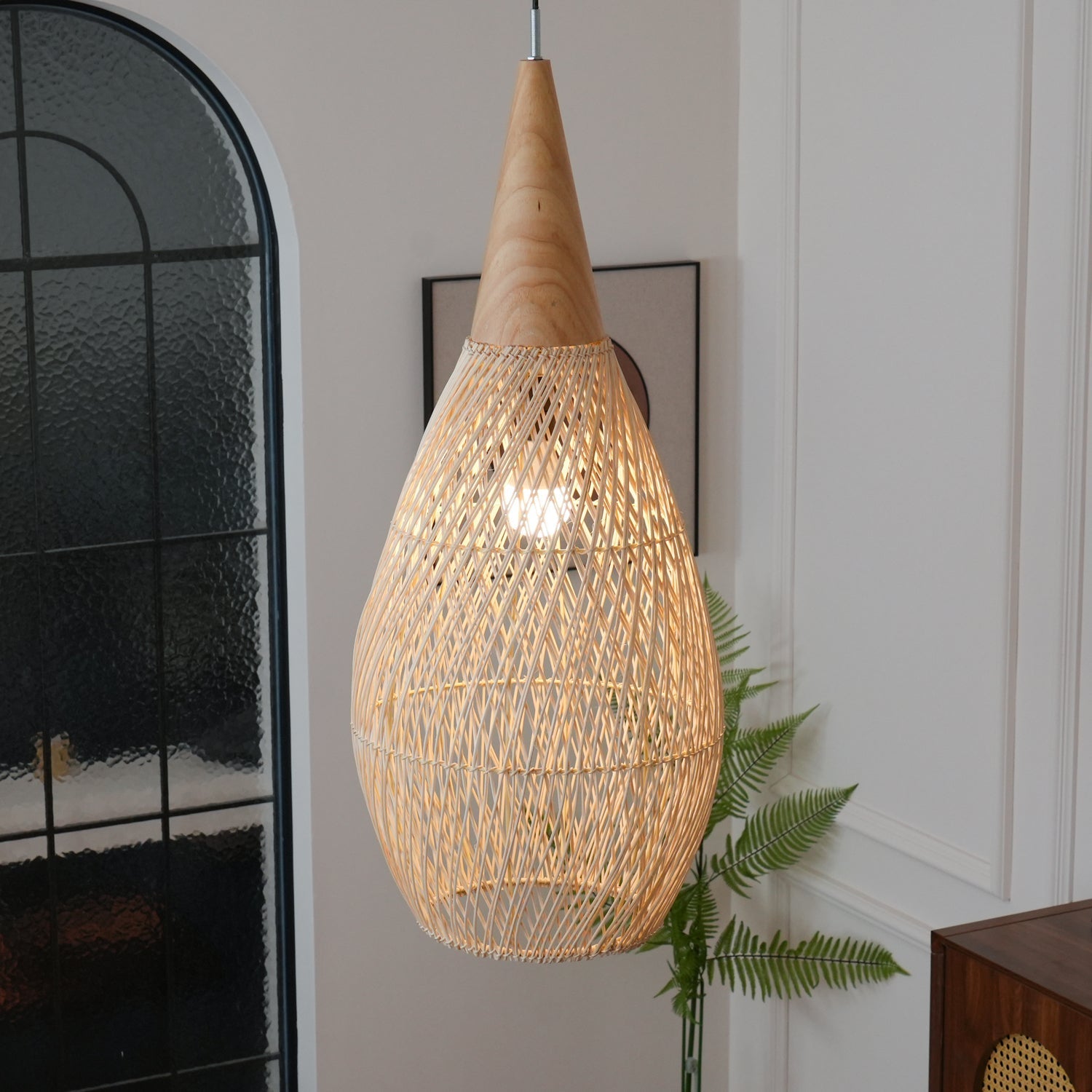 Solavn Rattan Wood Pendant Lamp-Neutral Decor