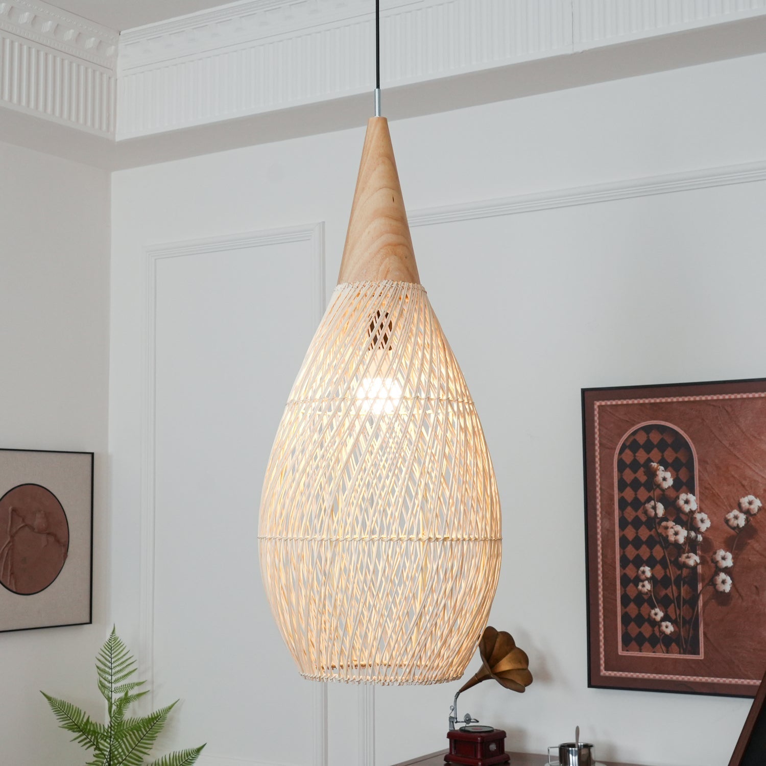 Cora Pendant Lamp Rattan Swag Woven-Neutral Decor