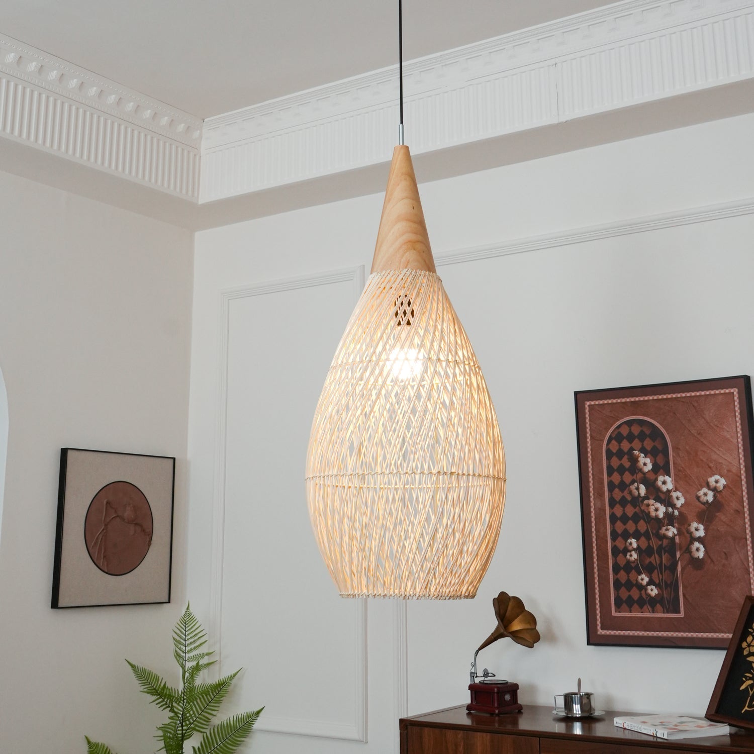 Solavn Rattan Wood Pendant Lamp-Neutral Decor