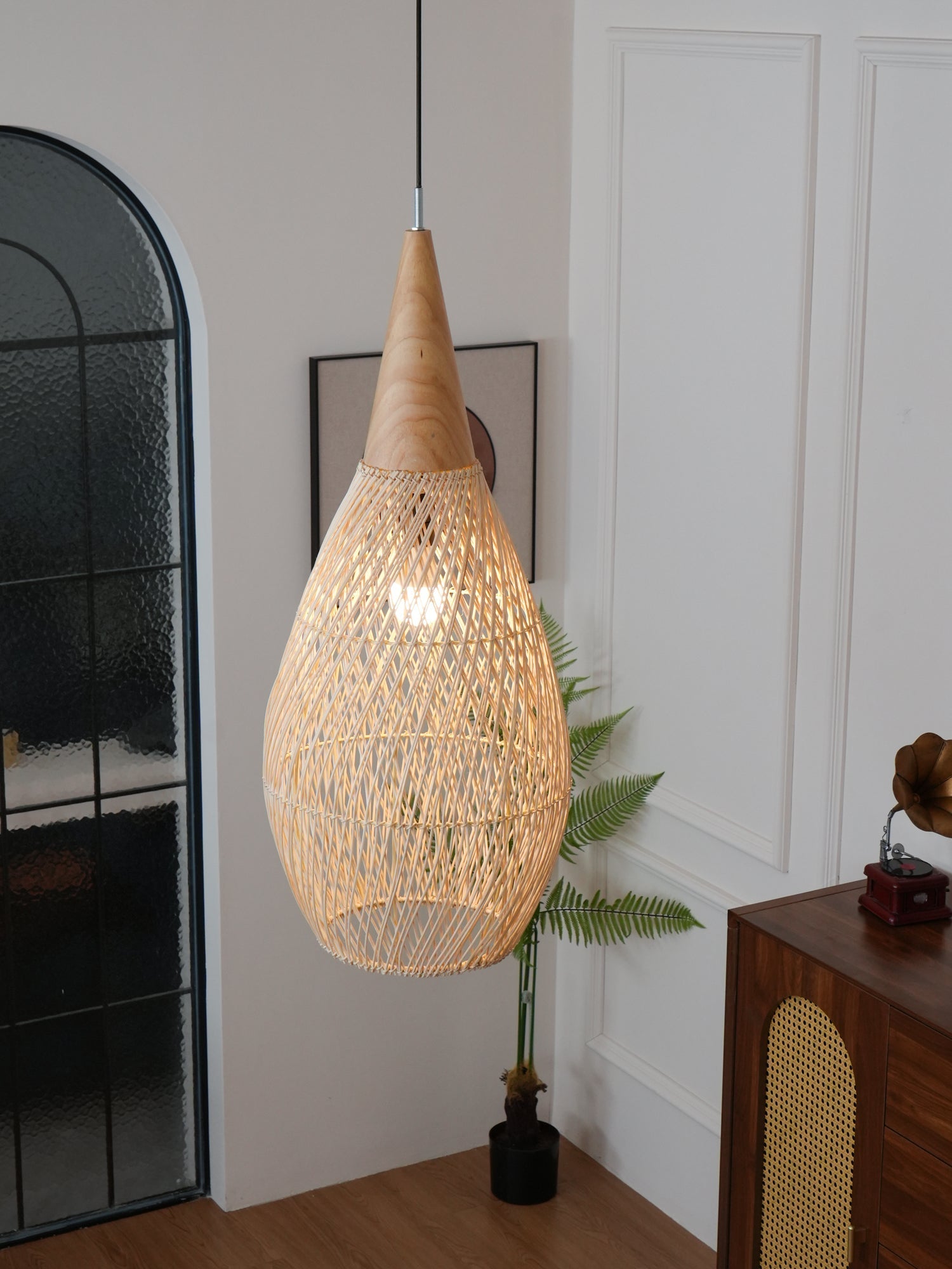 Cora Pendant Lamp Rattan Swag Woven-Neutral Decor