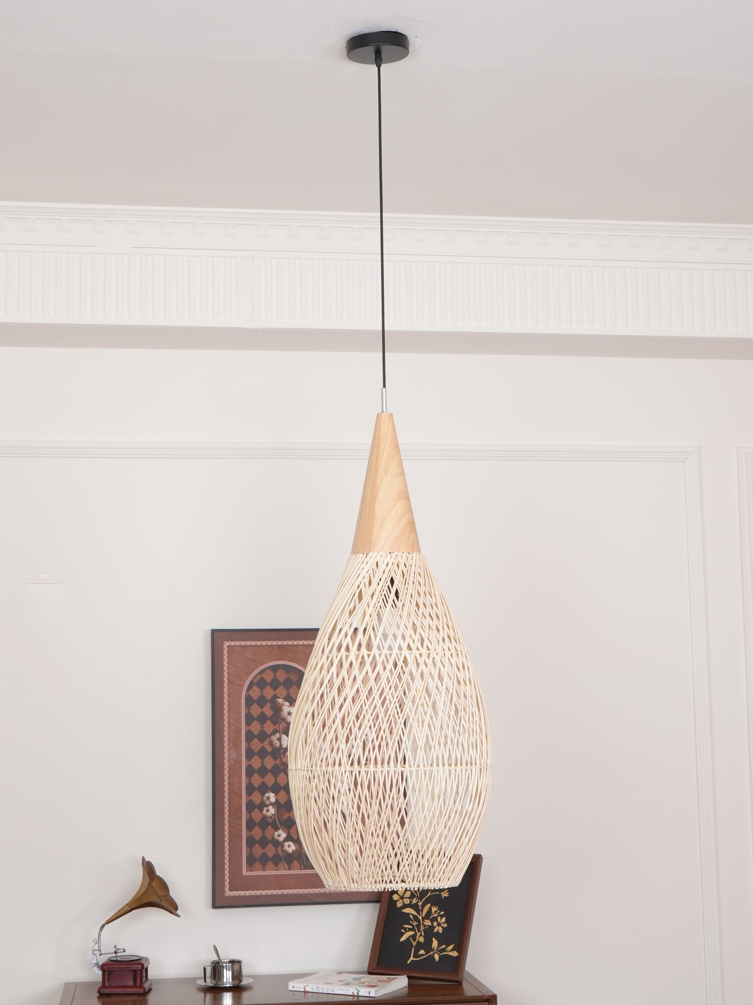 Solavn Rattan Wood Pendant Lamp-Neutral Decor
