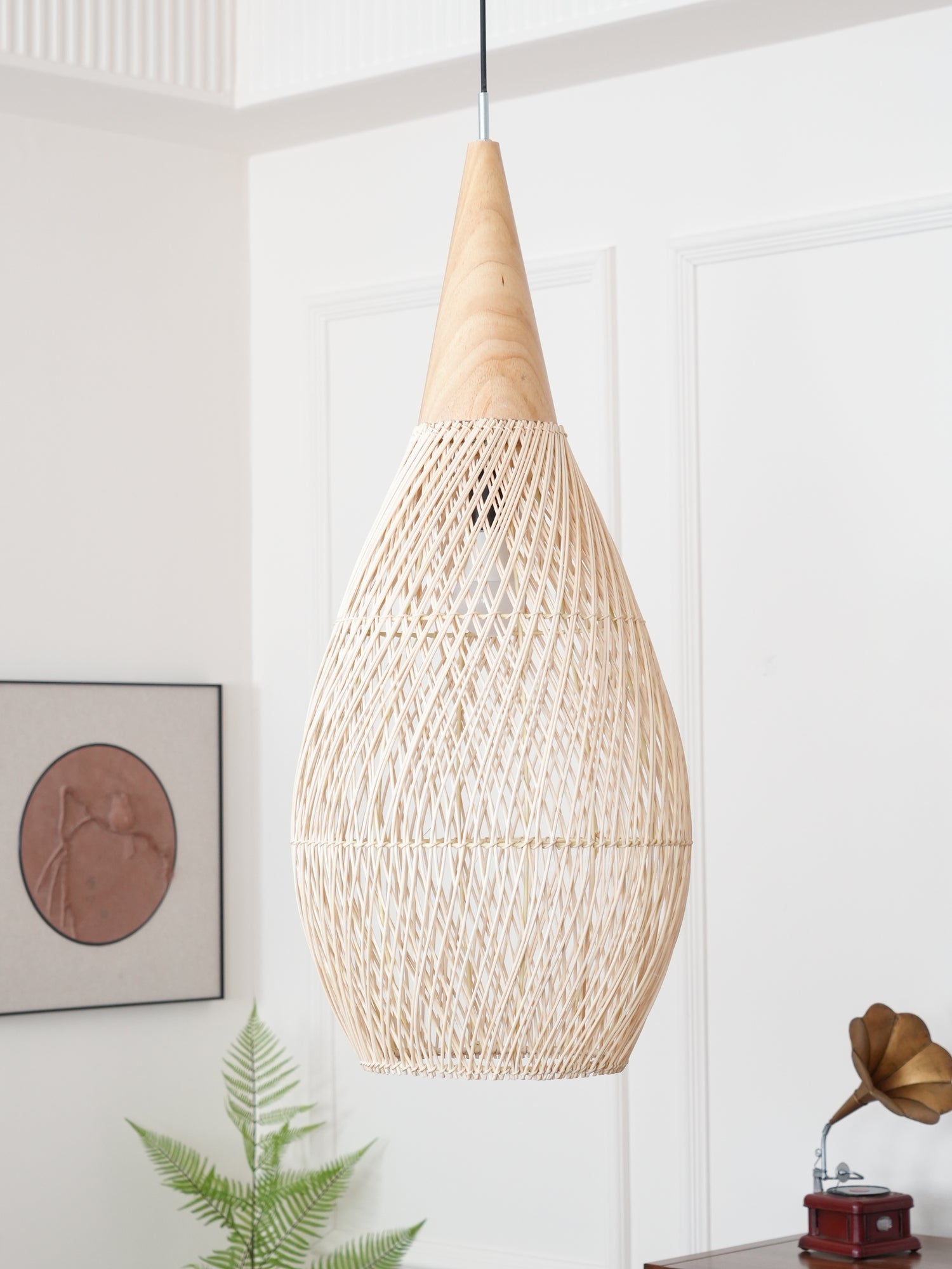 Cora Pendant Lamp Rattan Swag Woven-Neutral Decor