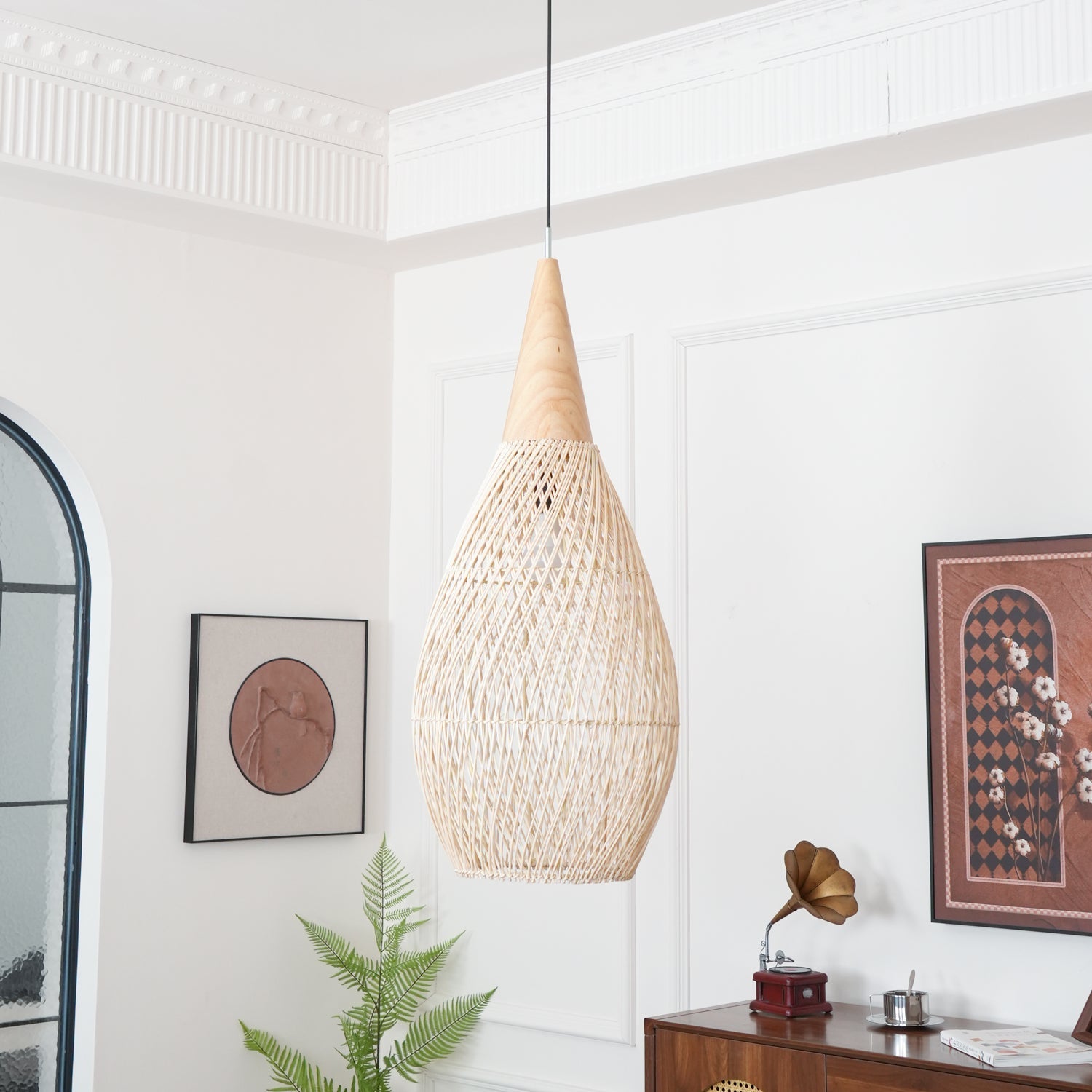 Solavn Rattan Wood Pendant Lamp-Neutral Decor