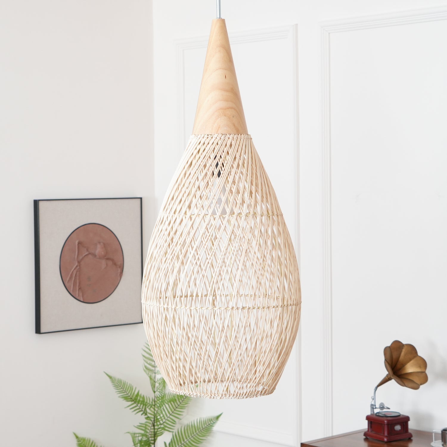 Cora Pendant Lamp Rattan Swag Woven-Neutral Decor