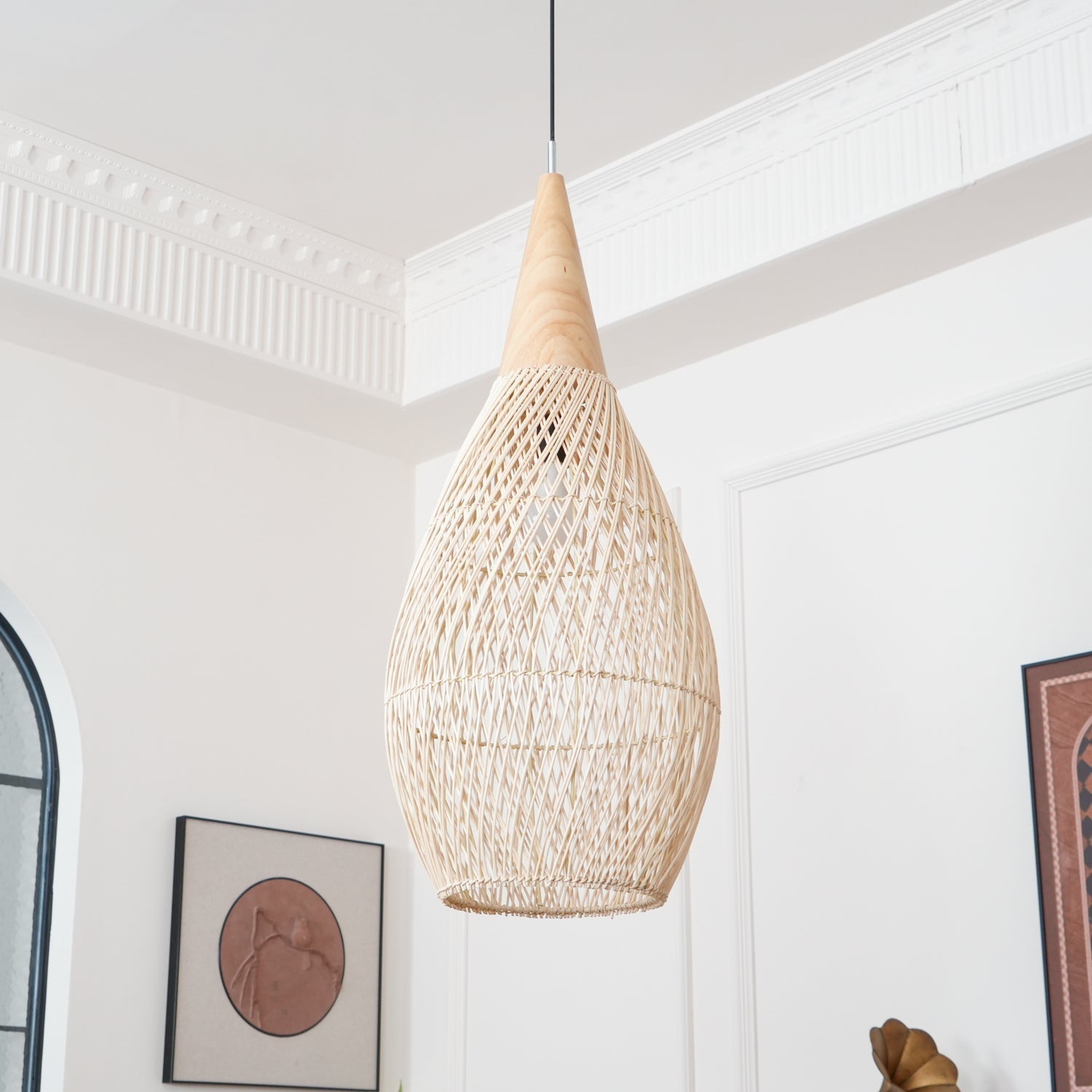 Cora Pendant Lamp Rattan Swag Woven-Neutral Decor