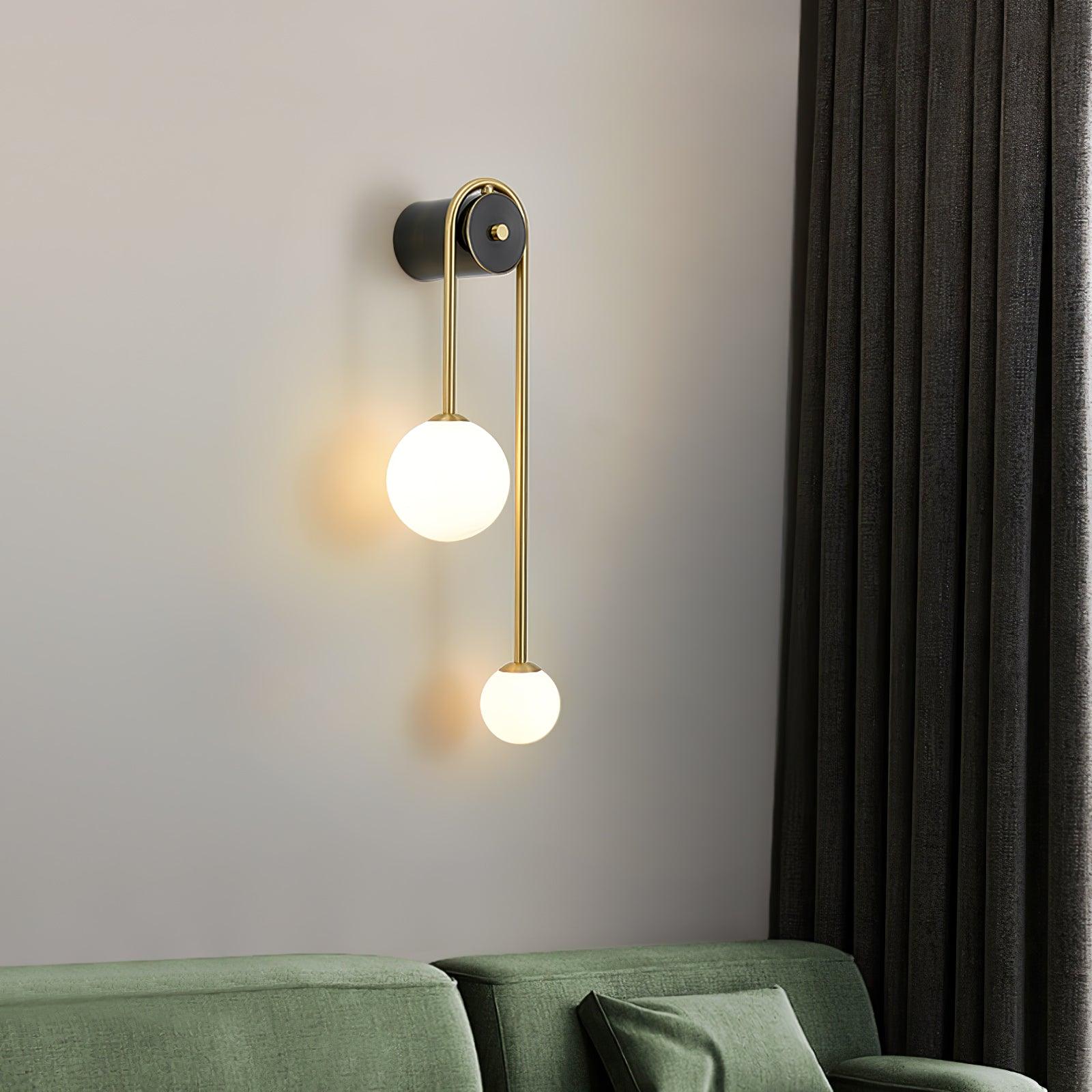 Teveny Modern Minimalist Arc Brass Glass Wall Light-Neutral Decor