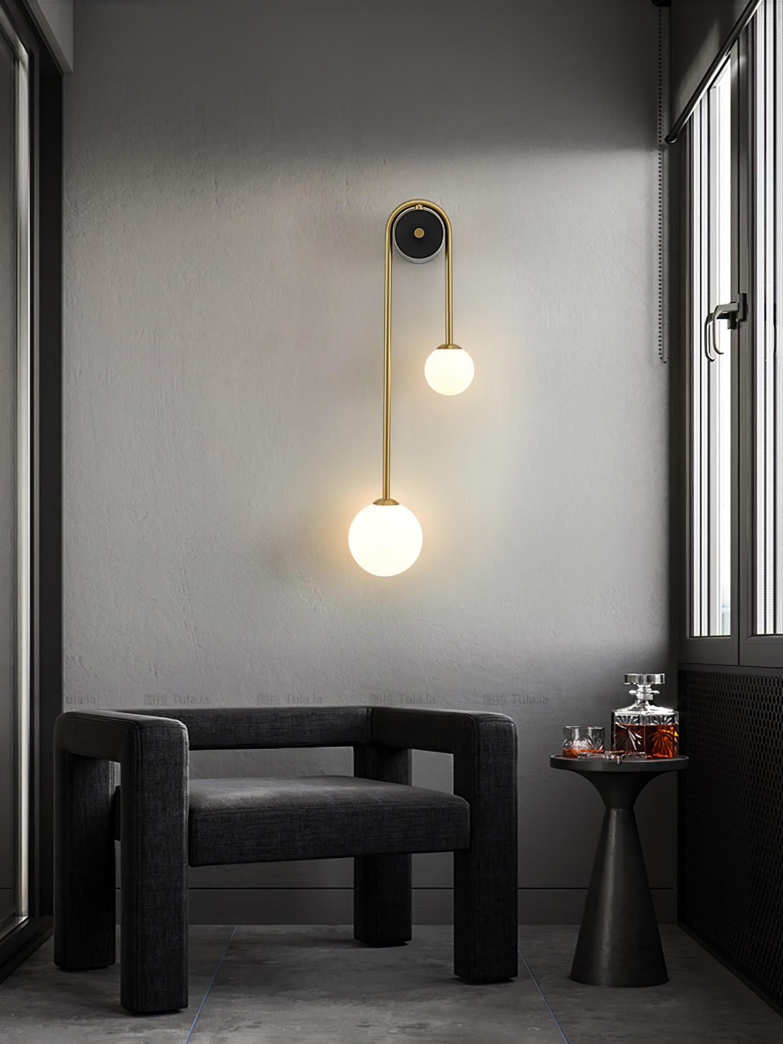 Teveny Modern Minimalist Arc Brass Glass Wall Light-Neutral Decor