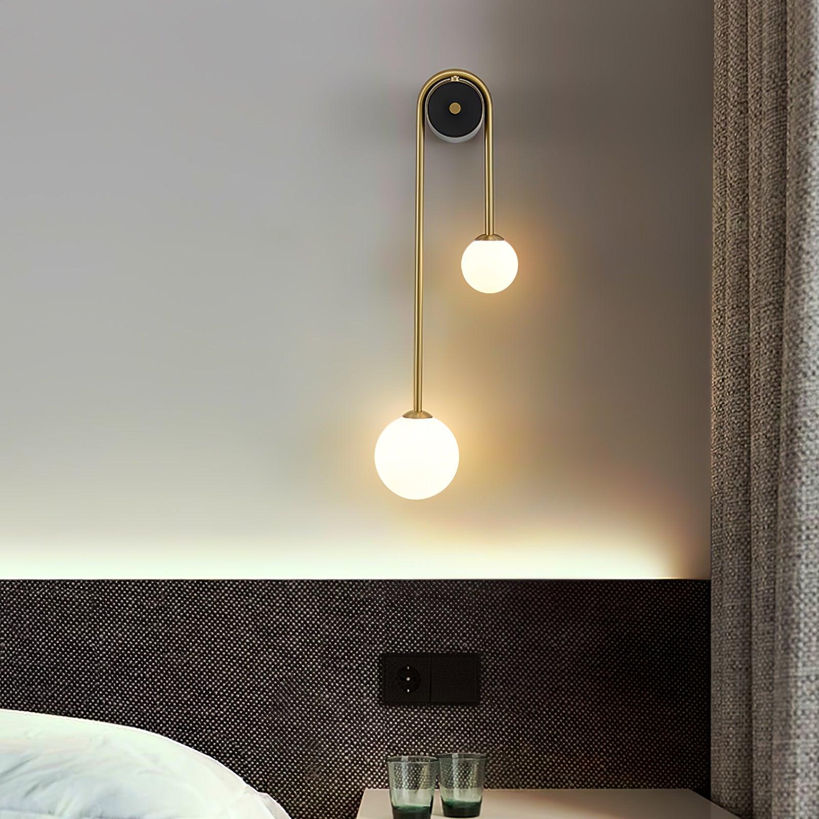 Teveny Modern Minimalist Arc Brass Glass Wall Light-Neutral Decor