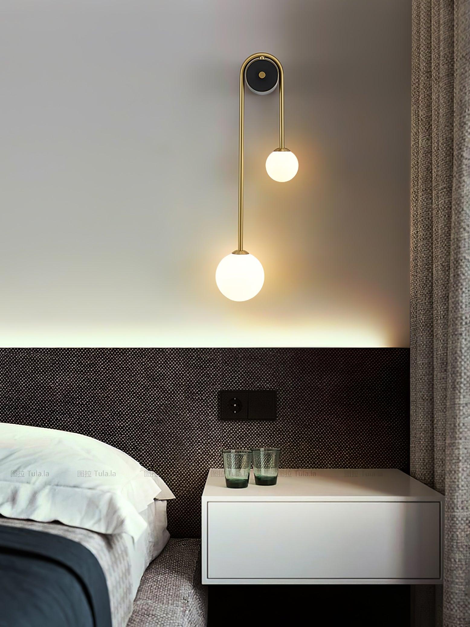 Teveny Modern Minimalist Arc Brass Glass Wall Light-Neutral Decor